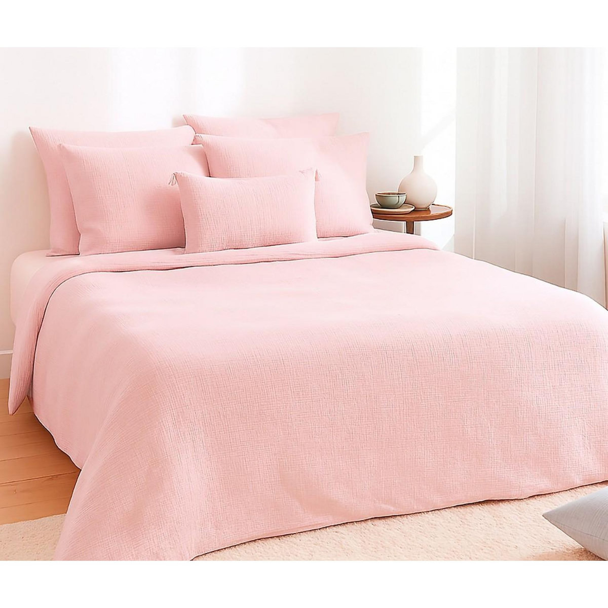 Home collection Parure housse de couette 100% gaze de coton