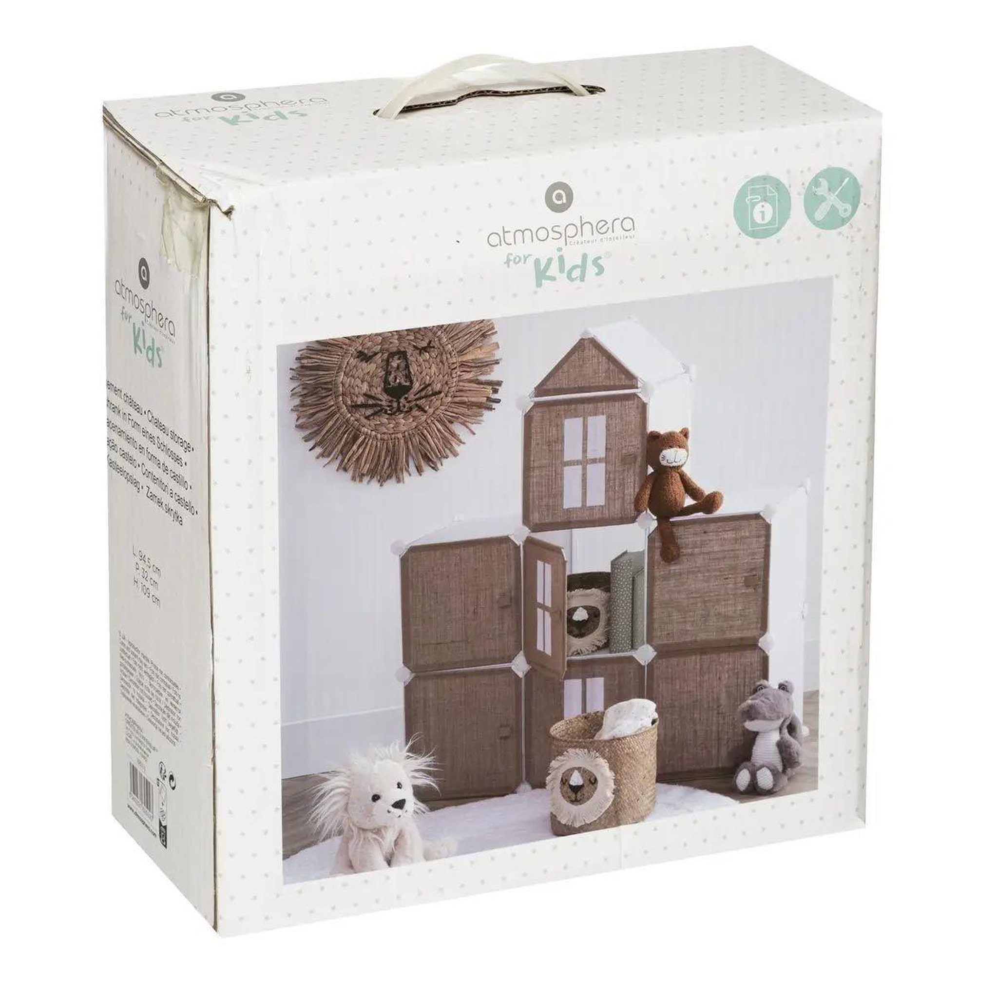 Voir la diapositive 5 : Atmosphera Kids Rangement enfant en jute  château  109cm beige