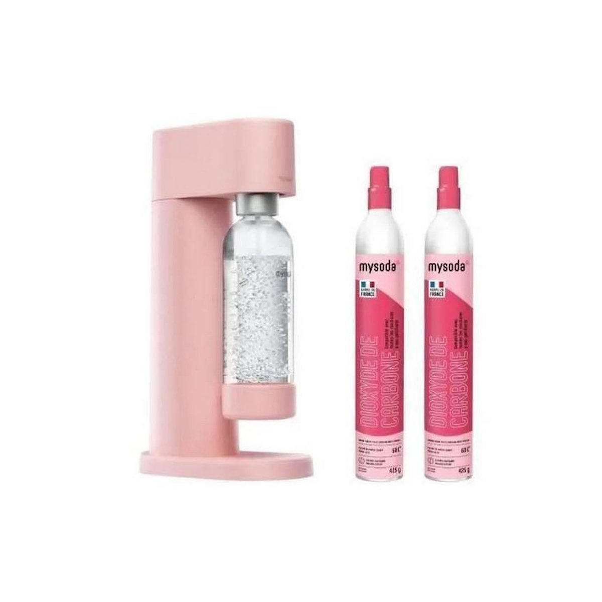 MY SODA Machine à gazéifier l'eau + 1 bouteille + 2 cylindres supplémentaires - p2c-wd002f-lp