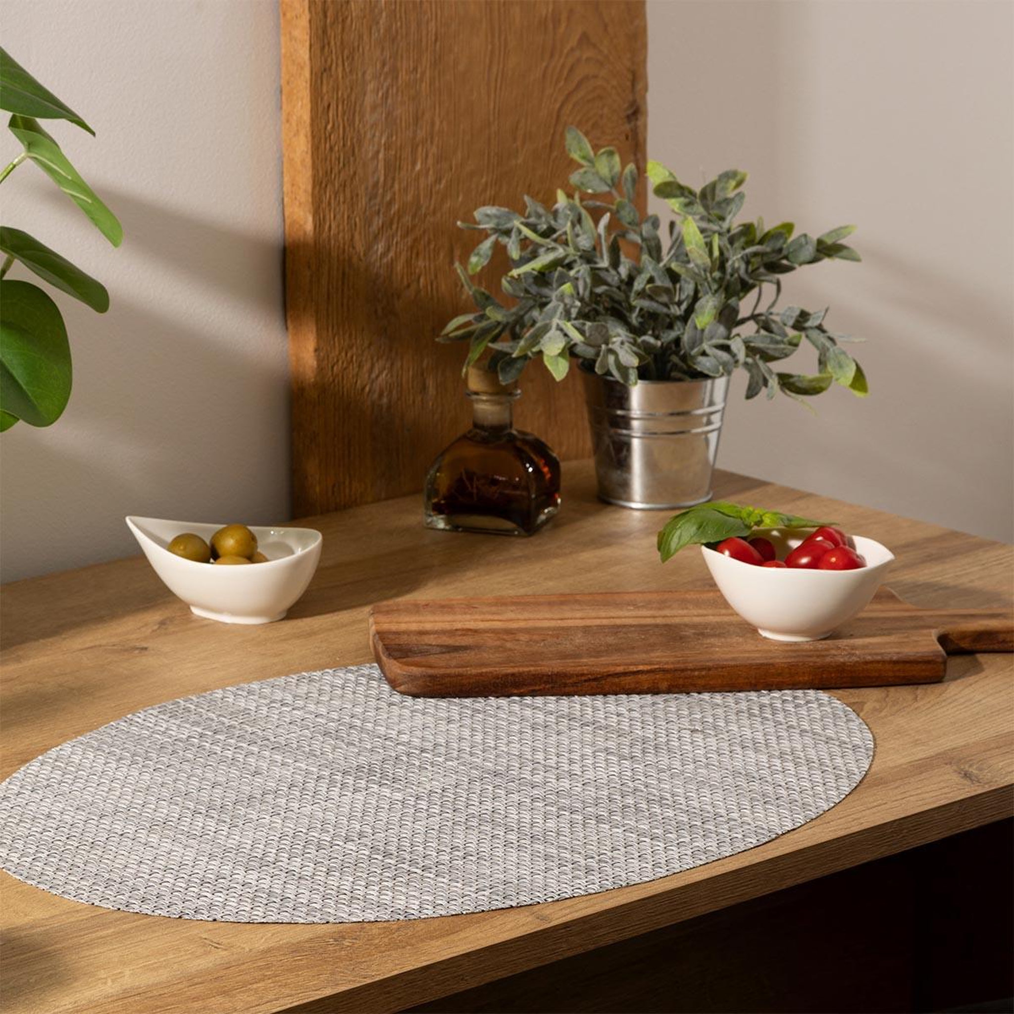 Voir la diapositive 3 : SECRET DE GOURMET Set de table ovale  maoli  35x48cm gris bleu