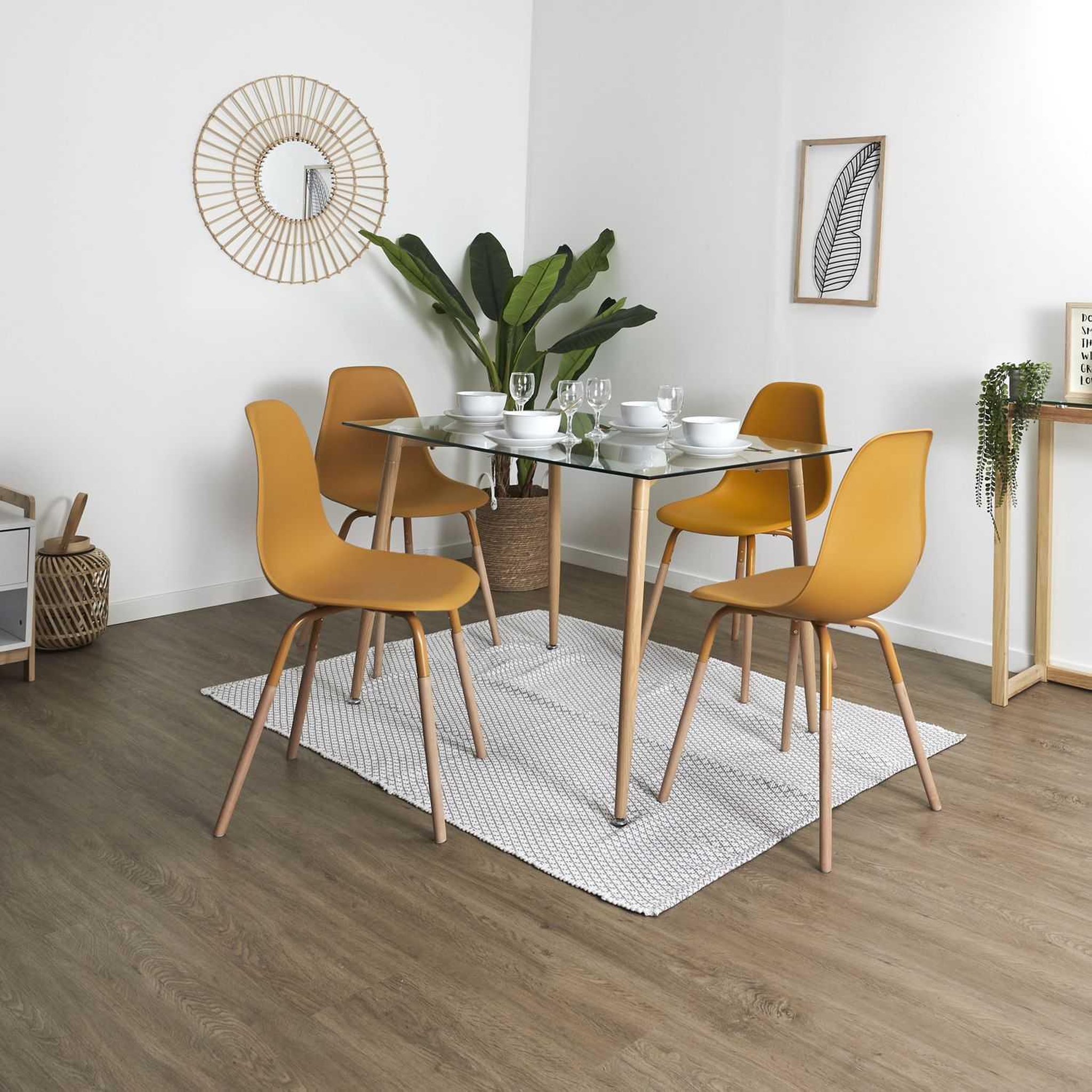 Voir la diapositive 6 : The Home Deco Factory Lot de 4 Chaises scandinave Phenix en polypropylène et métal