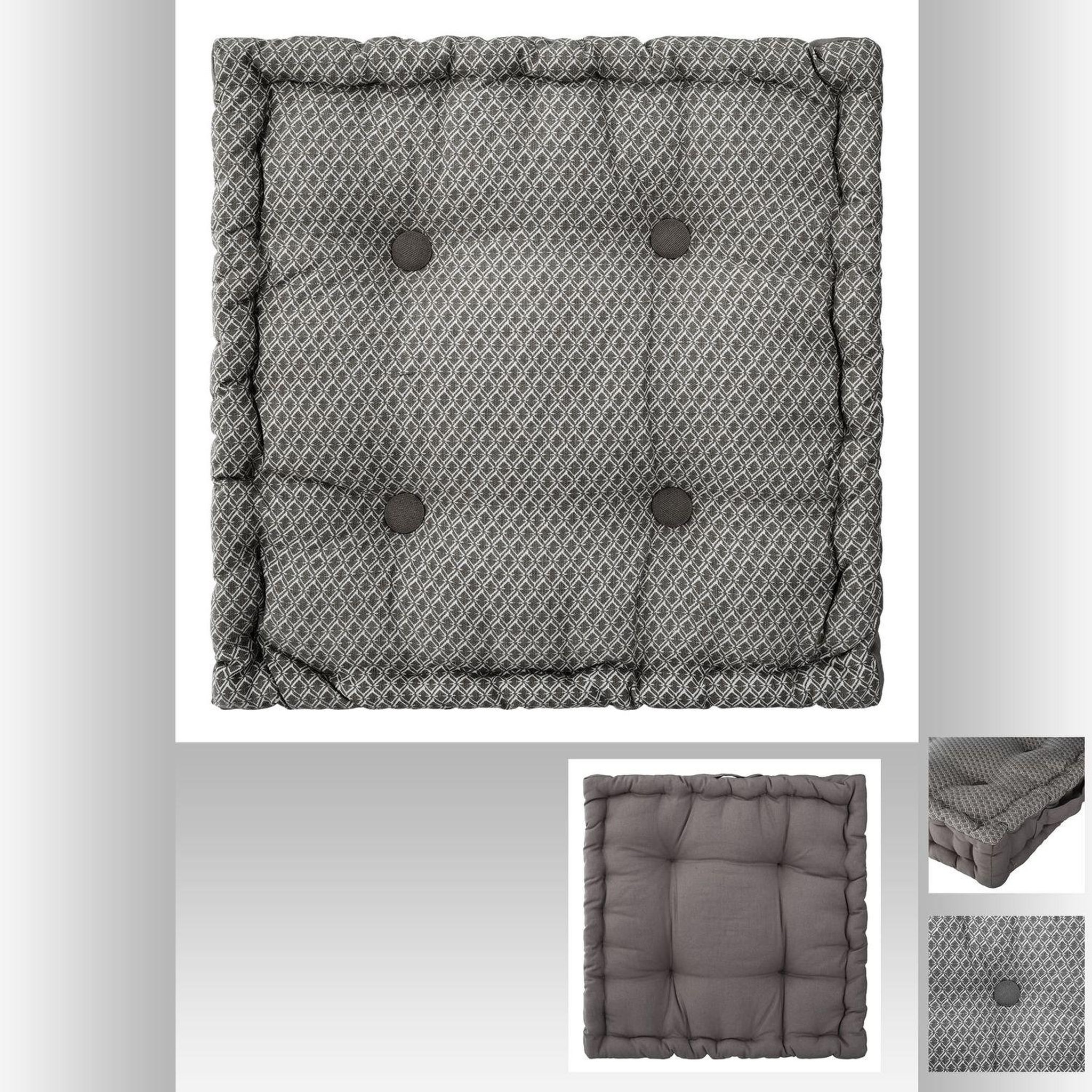 Voir la diapositive 4 : ATMOSPHERA Coussin de sol carré en coton à motif otto
