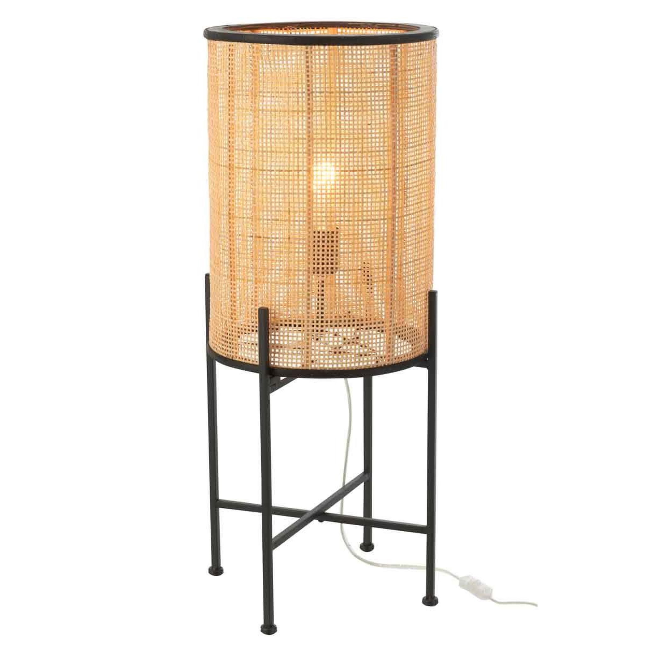 Voir la diapositive 2 : J-LINE Lampadaire Déco en Bambou  Revy  77cm Naturel