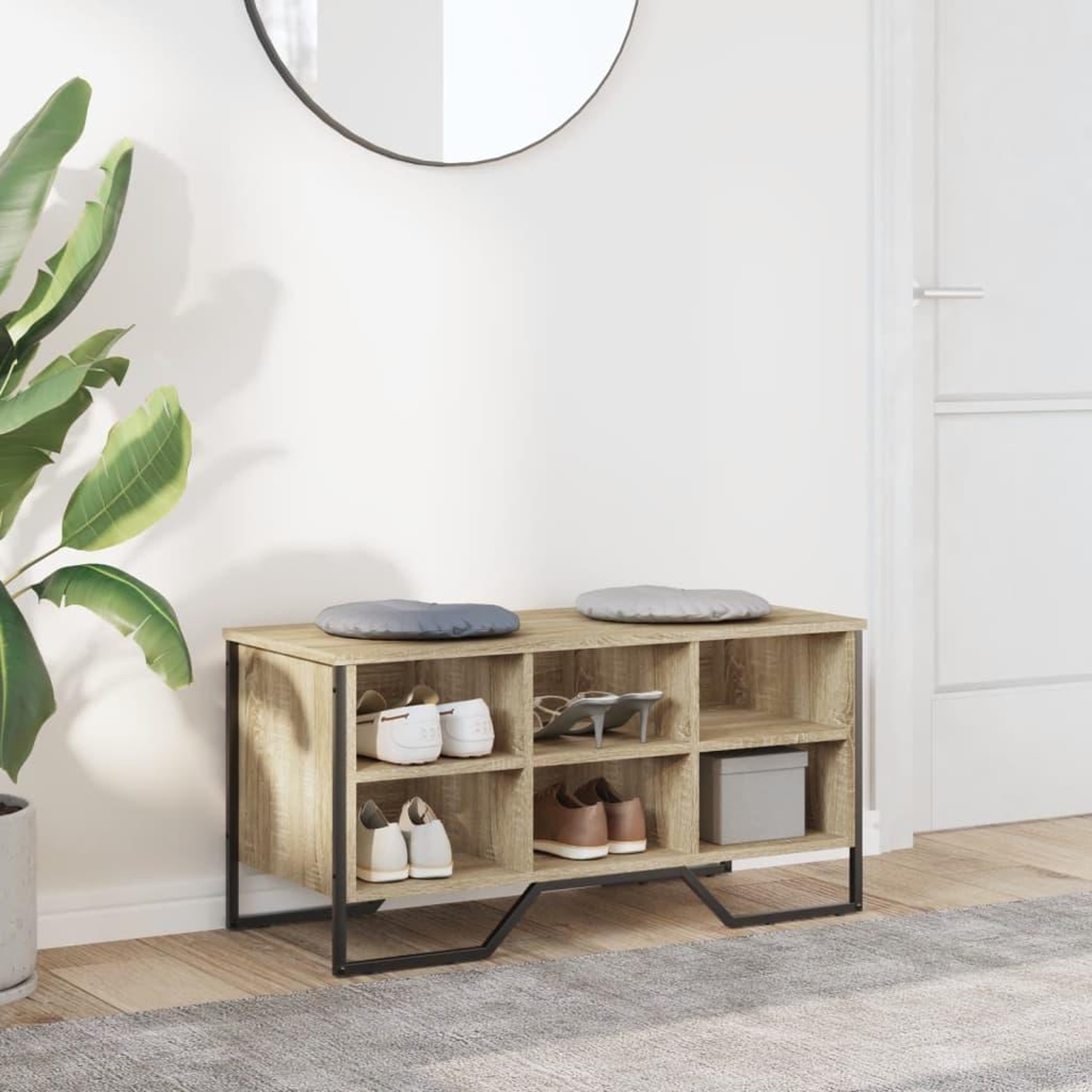 Voir la diapositive 3 : VIDAXL Armoire a chaussures chene sonoma 90x38x45,5 cm