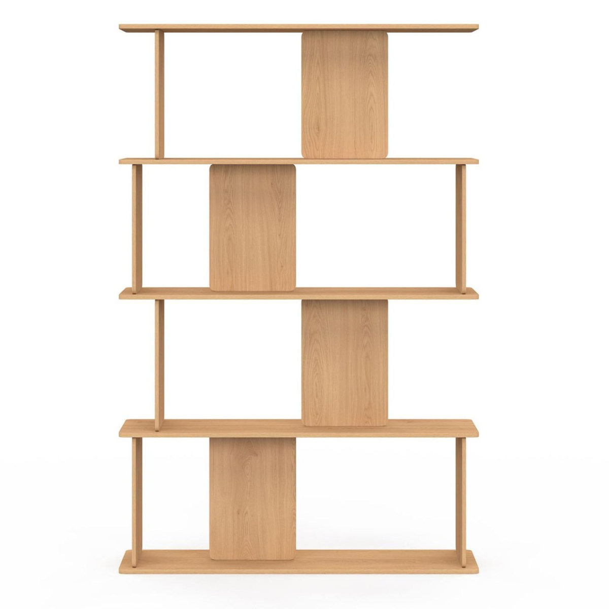 ID MARKET Etagère 4 niveaux CAPUCINE asymétrique façon hêtre design arrondi