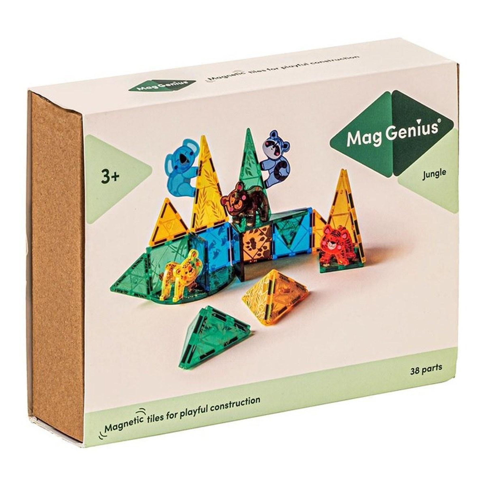 Voir la diapositive 2 : MAGGENIUS Blocs de construction magnétiques — Jungle — 38 pièces