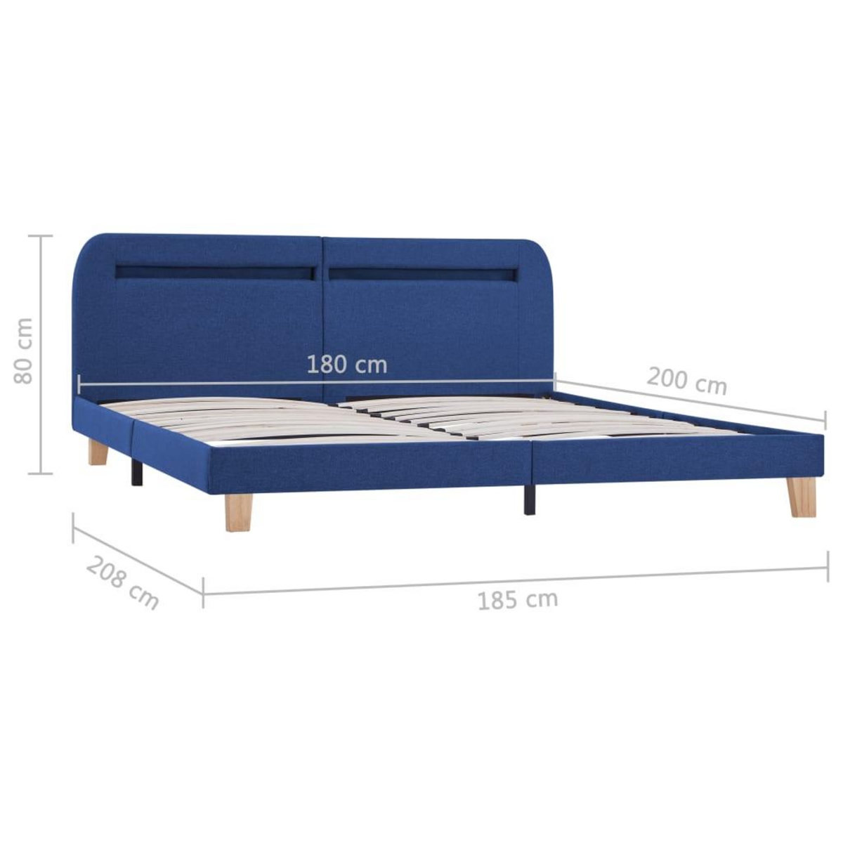 VIDAXL Cadre de lit avec LED sans matelas bleu tissu 180x200 cm