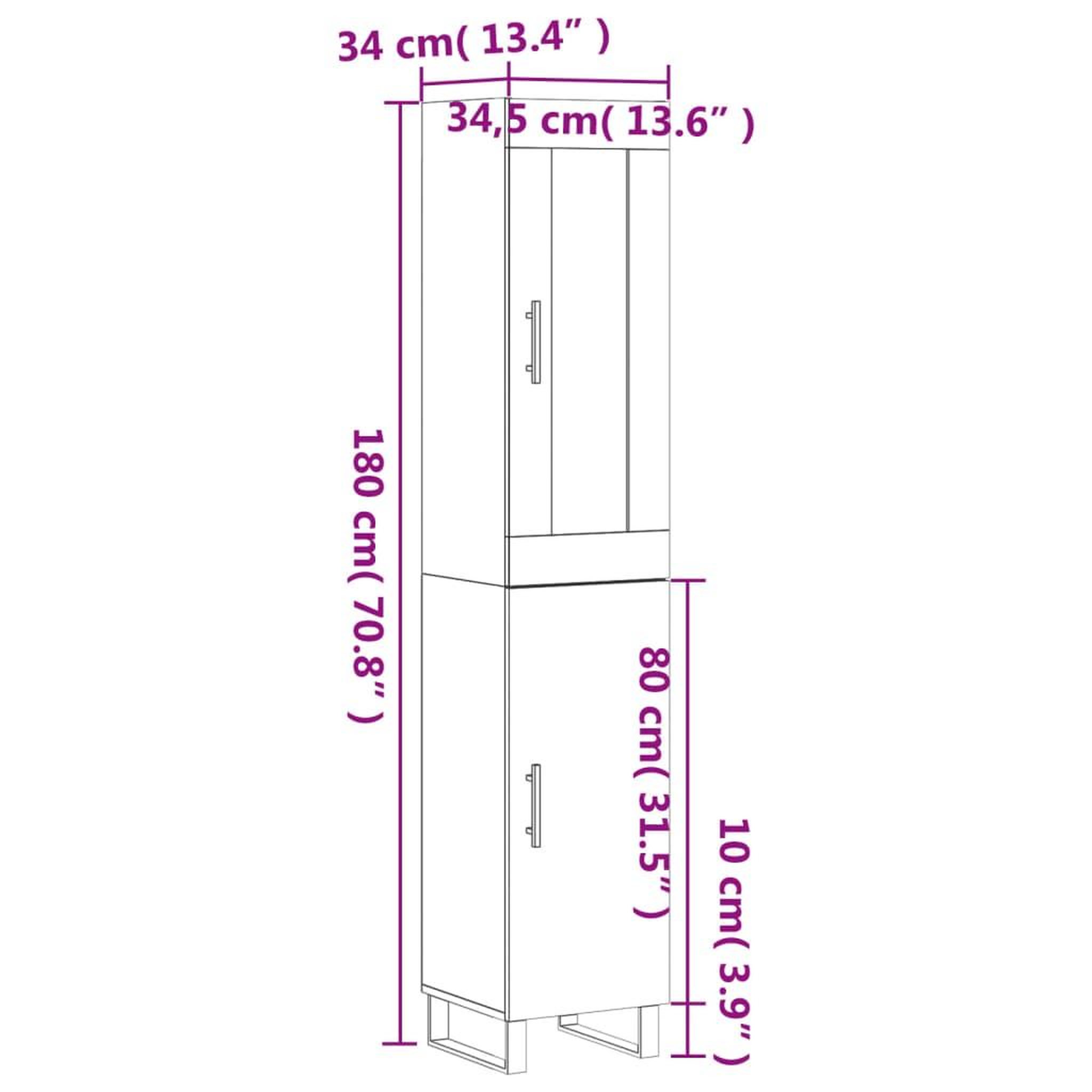 Voir la diapositive 6 : VIDAXL Buffet haut Blanc 34,5x34x180 cm Bois d'ingenierie