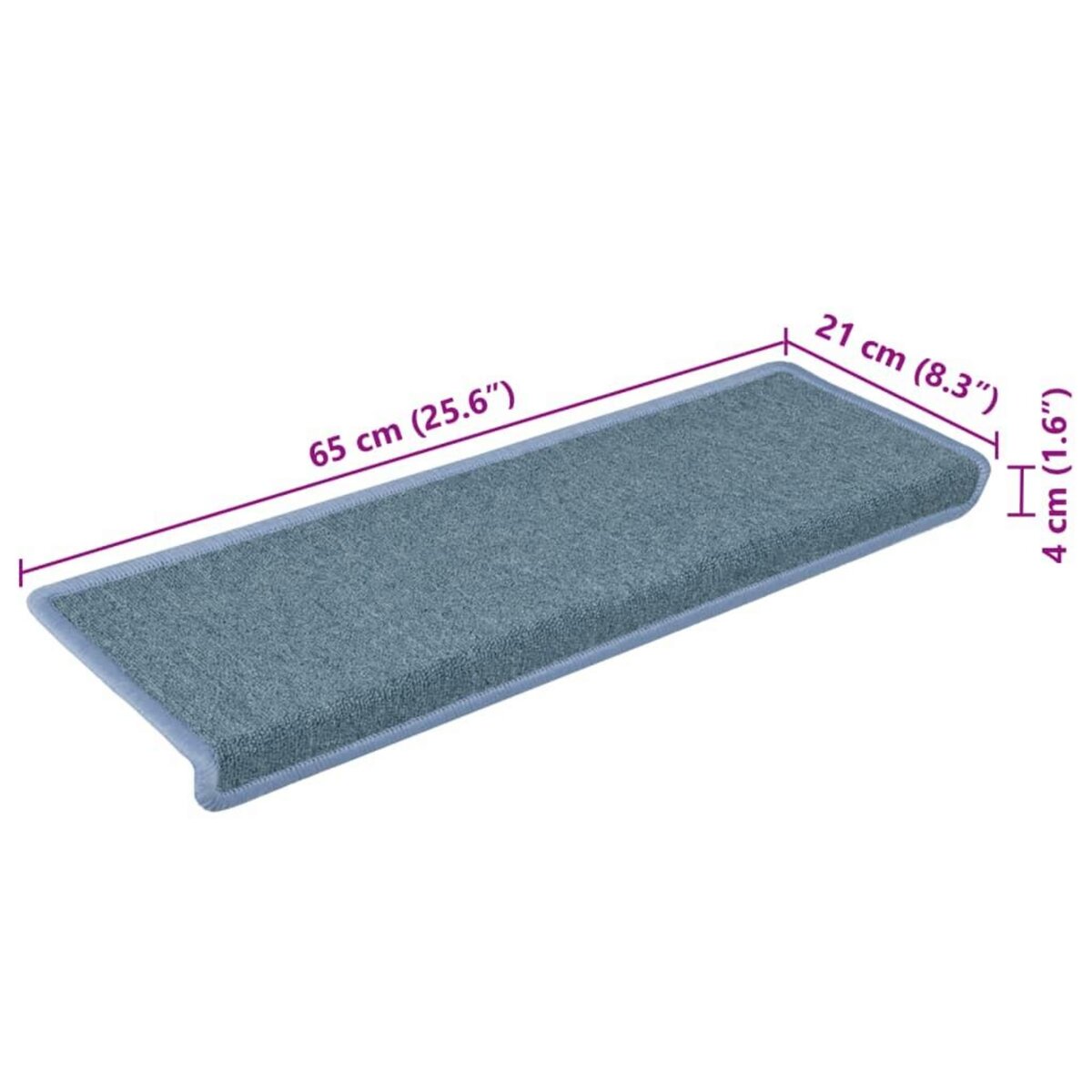 VIDAXL Tapis d'escalier 15 pcs 65x21x4 cm Bleu