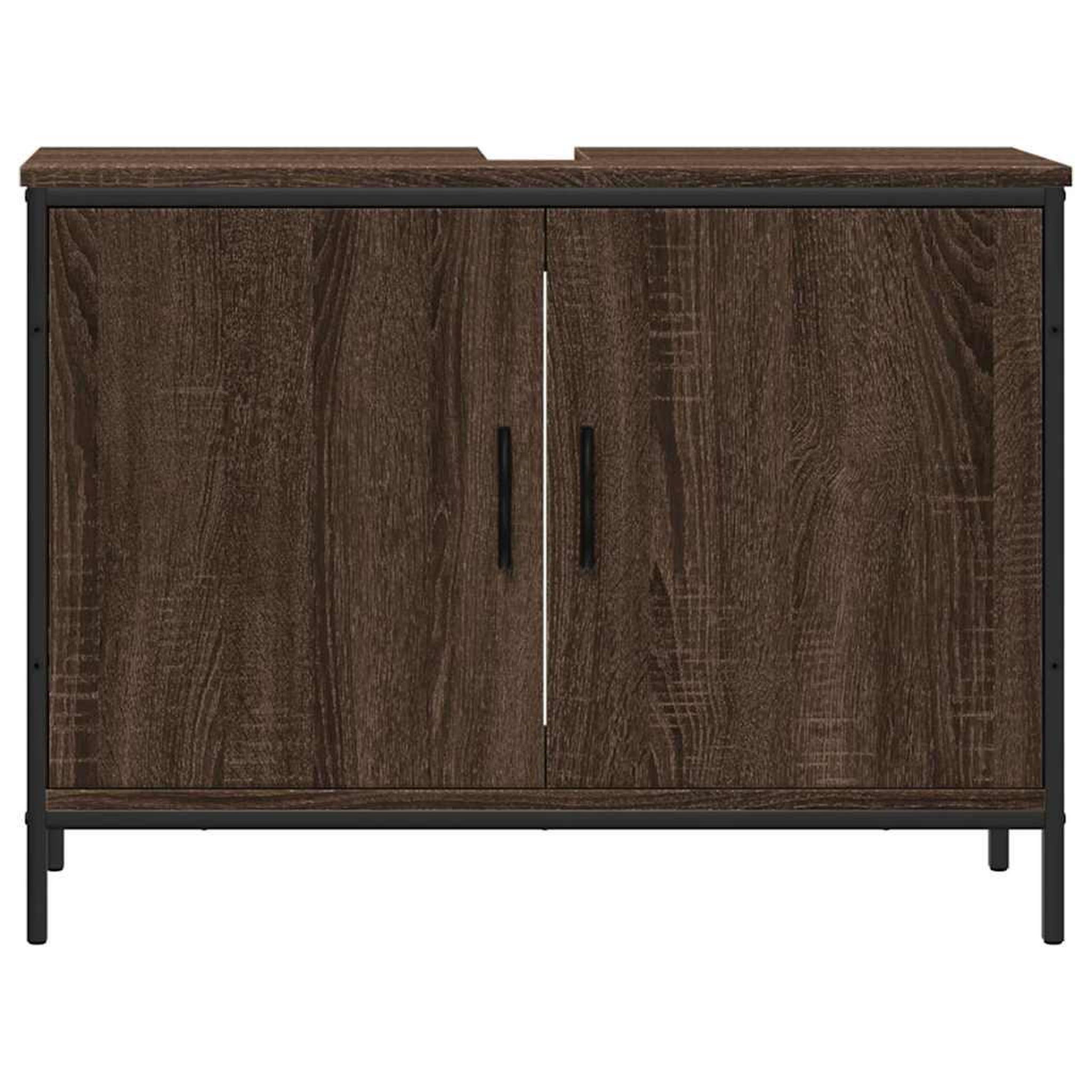 Voir la diapositive 5 : VIDAXL Armoire lavabo de salle de bain chene marron 80x30x60 cm