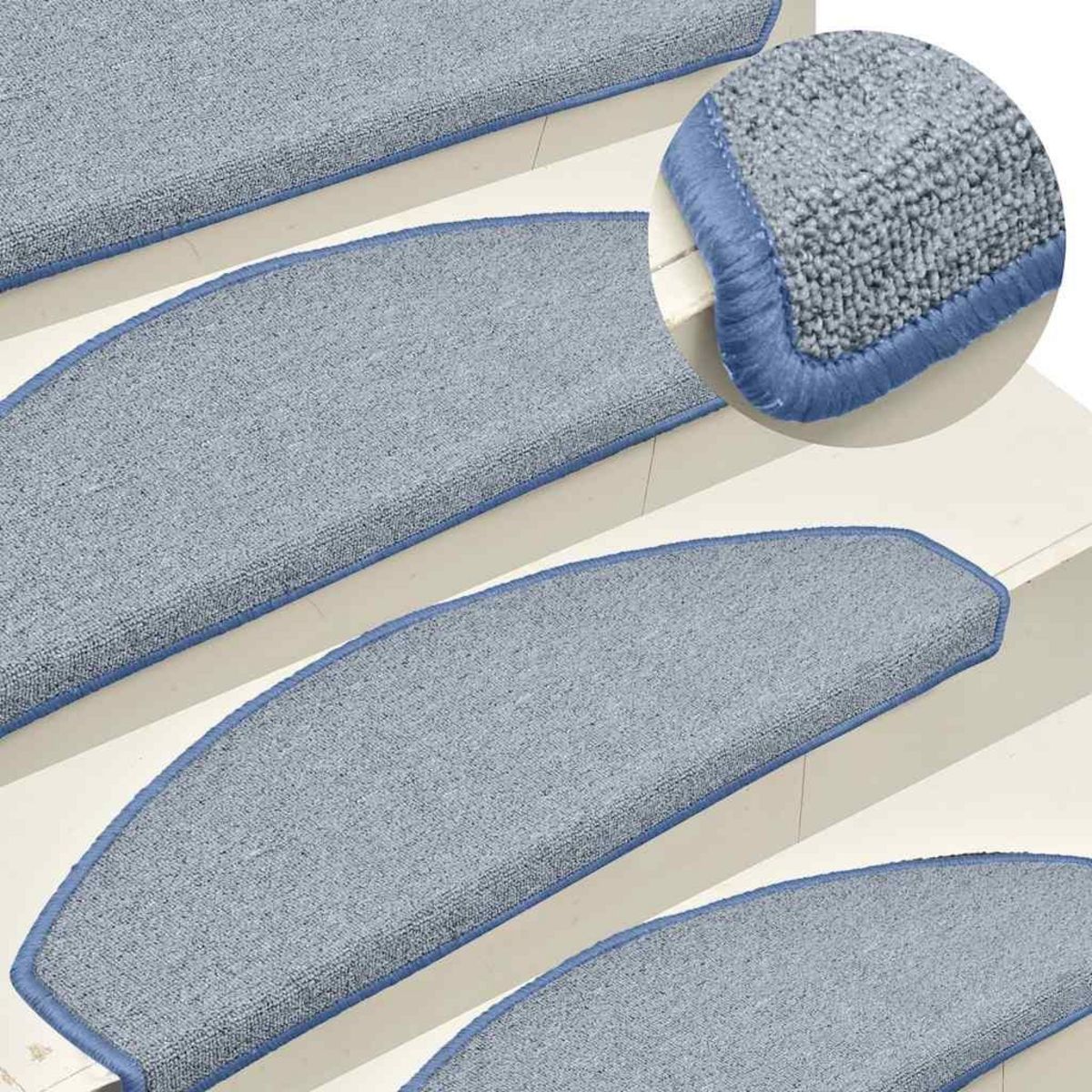 VIDAXL Tapis d'escalier 30 pcs gris clair et bleu 65x24x4 cm