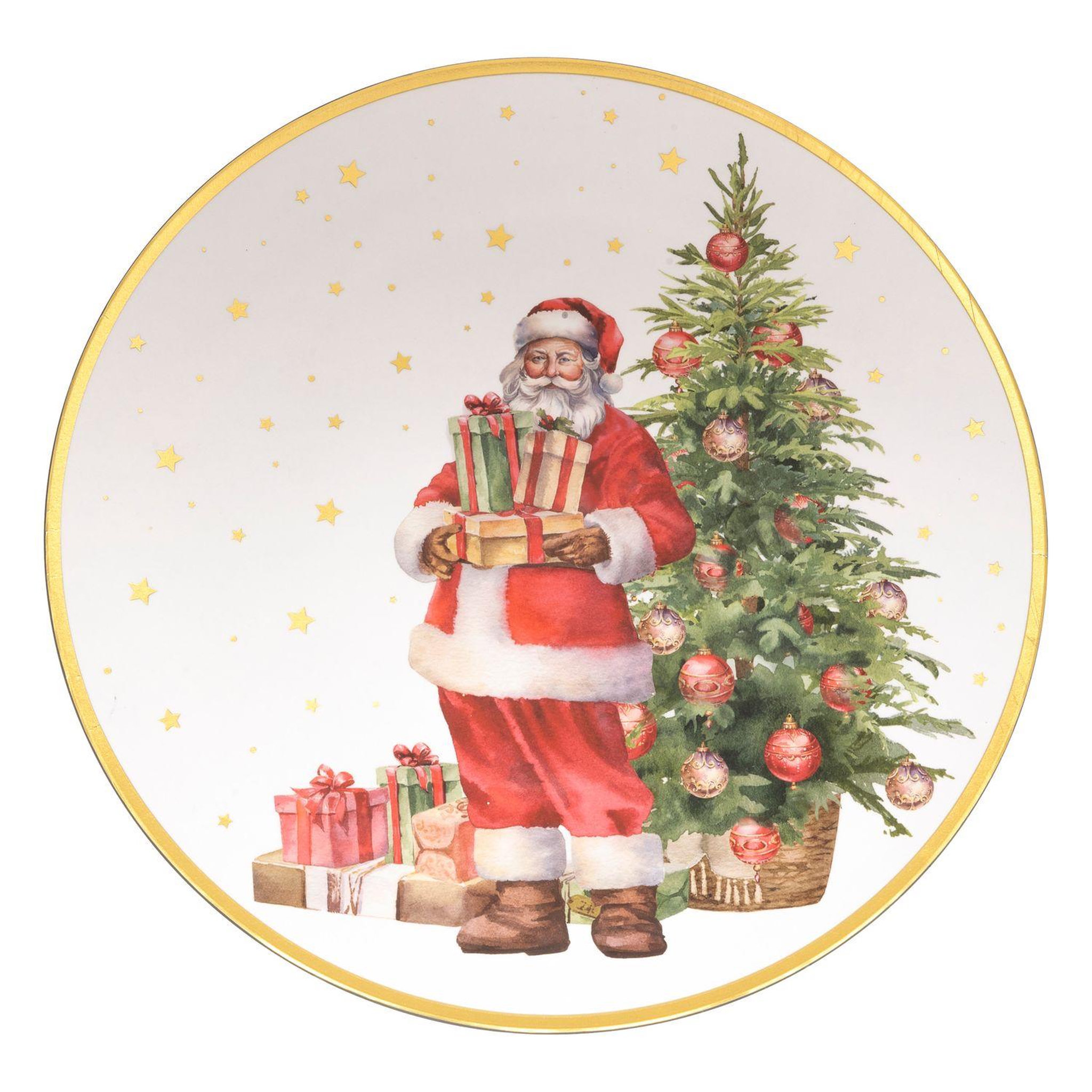 TOILINUX Lot de 12 assiettes de présentation père noël - blanc