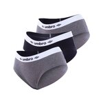 UMBRO Lot de 3 Boxers coton femme. Coloris disponibles : Gris