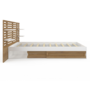 Voir la diapositive 4 : ID MARKET Lit double SAVANA avec tête de lit, chevets, rangements et sommier 140 x 190 cm hêtre et portes blanches