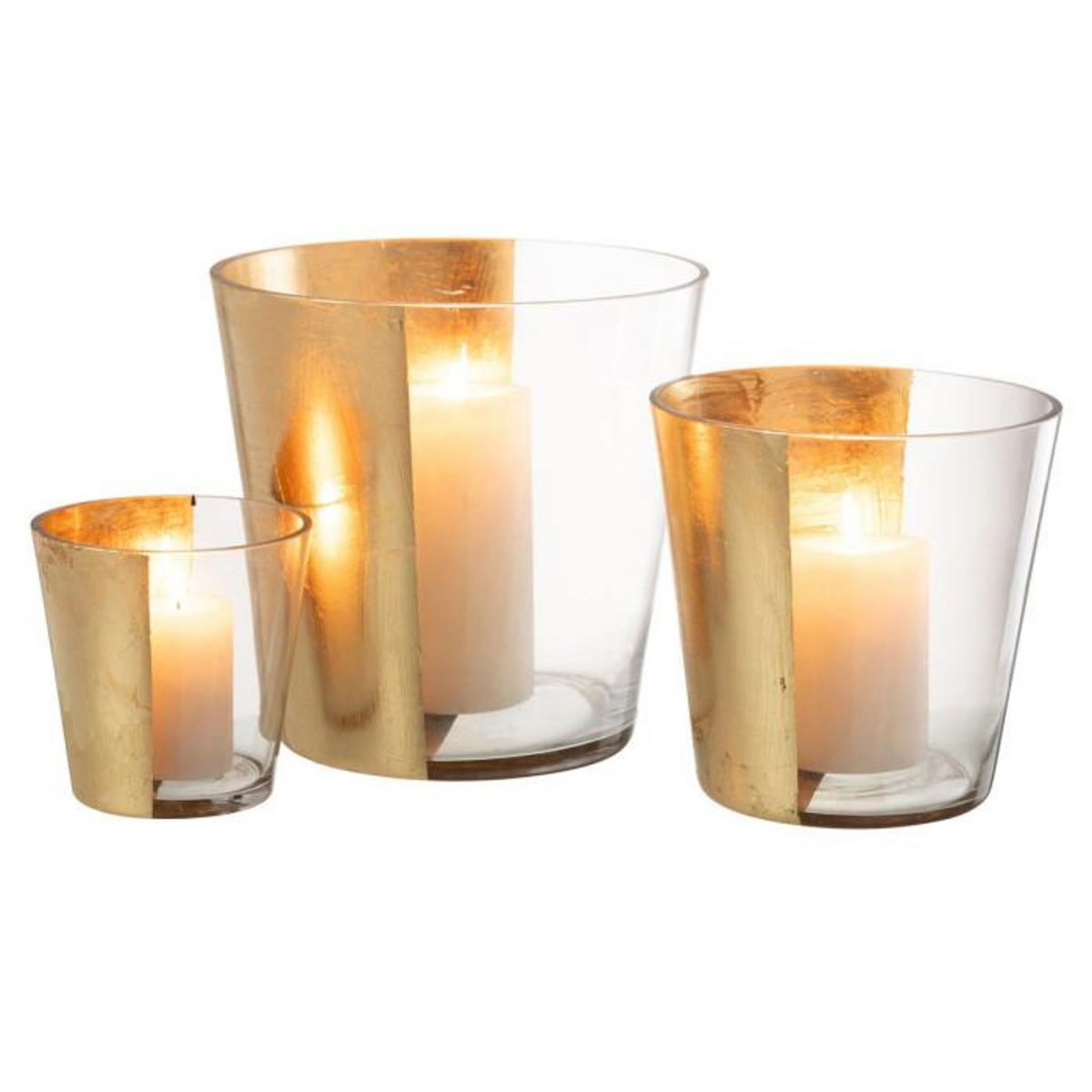 Paris Prix Photophore Design en Verre  Boe  18cm Transparent & Or