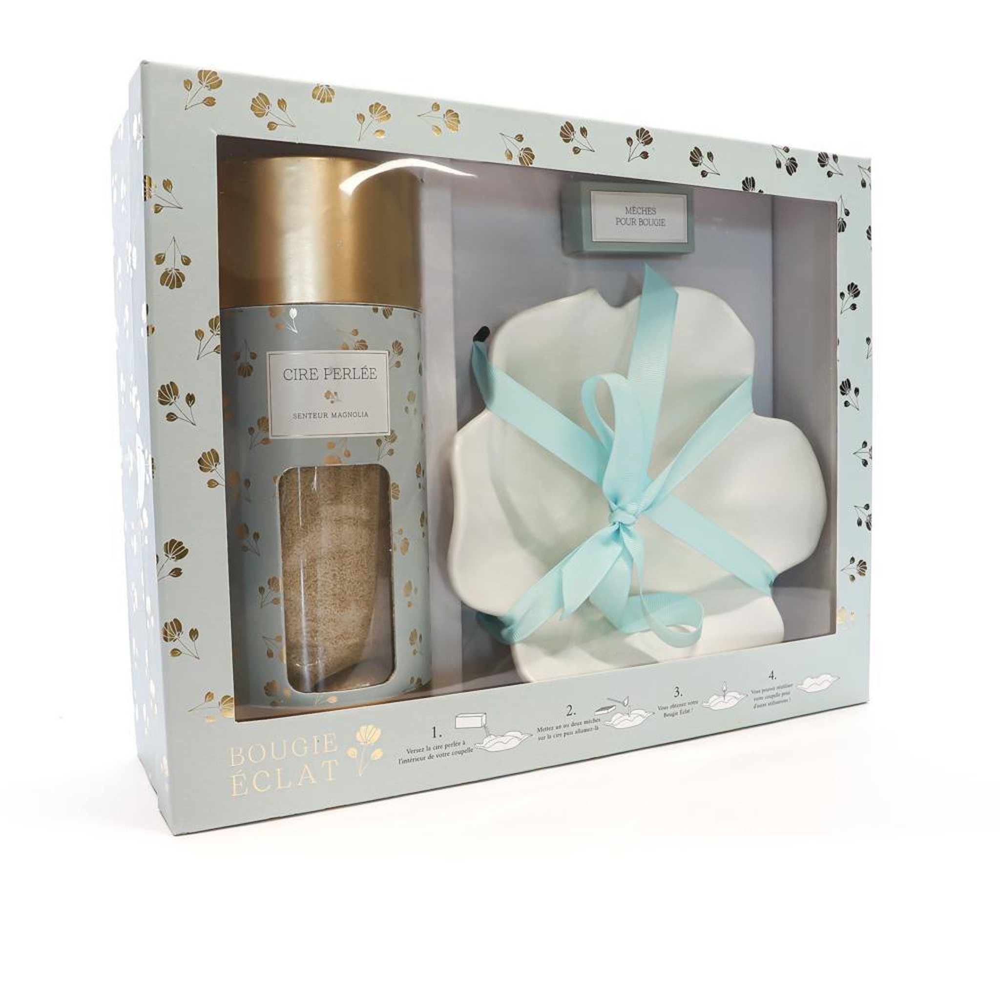 Voir la diapositive 2 : Stella Green Set coupelle feuille et cire perle magnolia