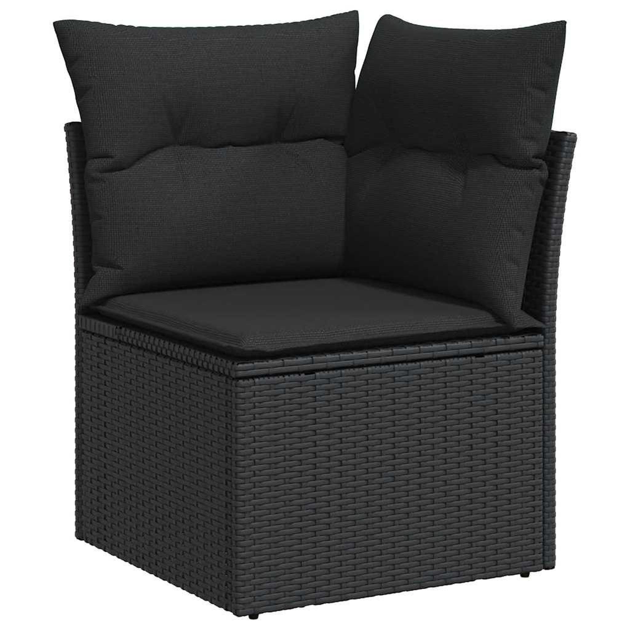 Voir la diapositive 4 : VIDAXL Salon de jardin 11 pcs avec coussins noir resine tressee