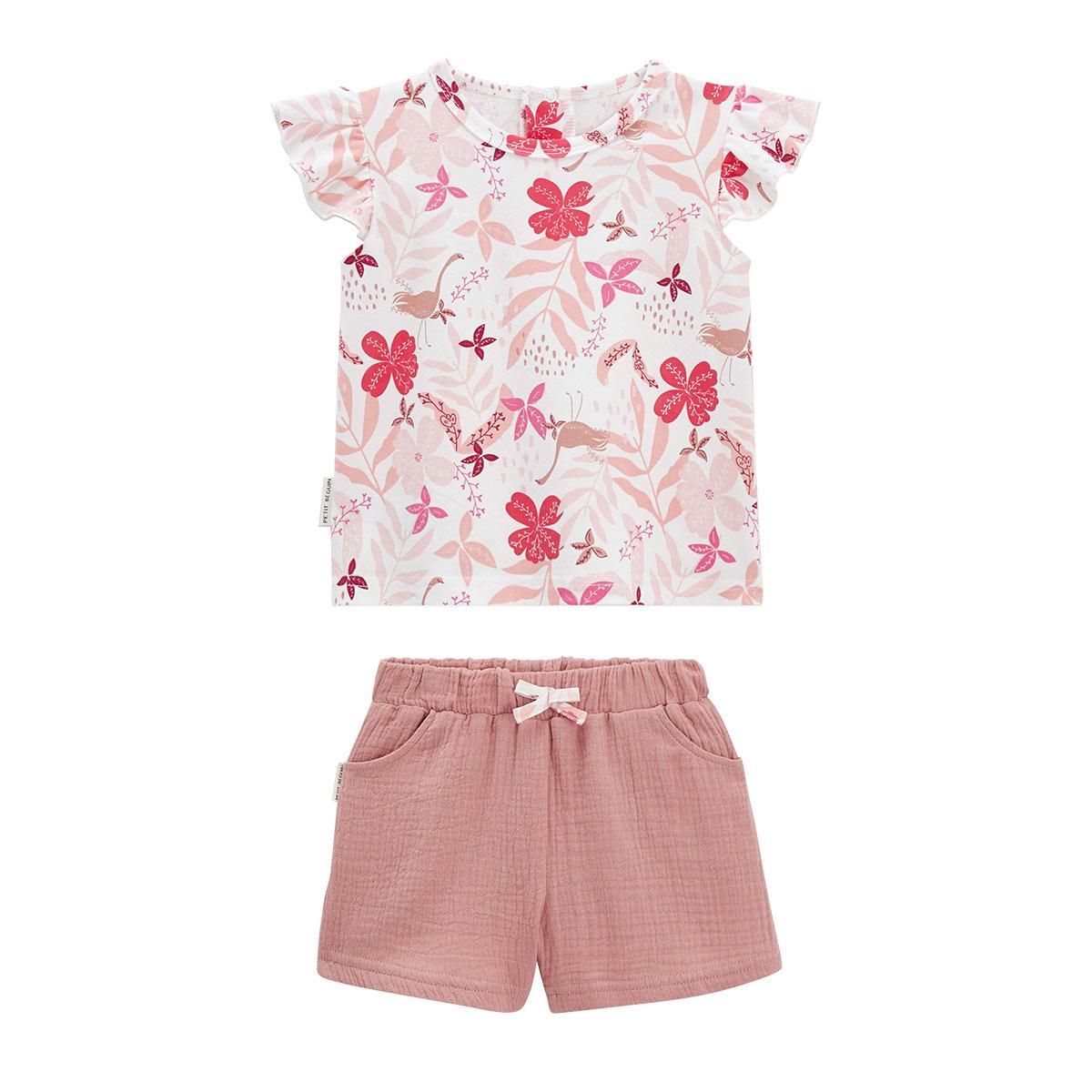 Petit Béguin Ensemble bébé t-shirt et short en gaze de coton Lipsi