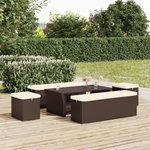 VIDAXL Poufs avec coussins lot de 2 marron 40x30x40 cm resine tressee