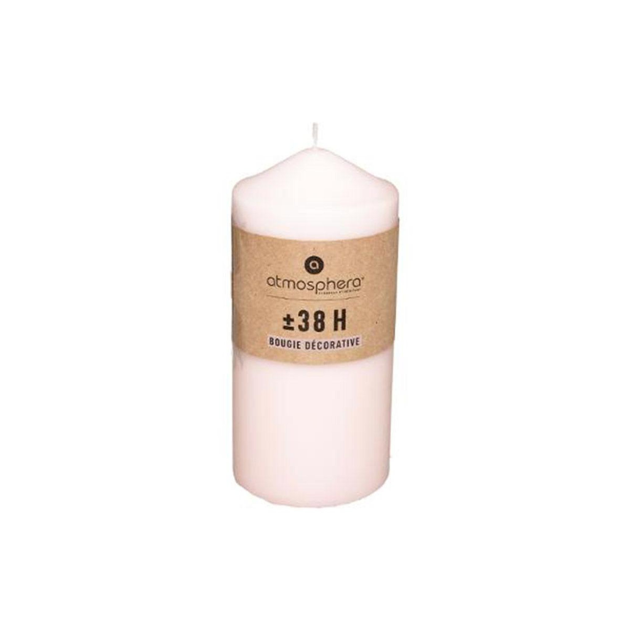 Voir la diapositive 2 : COMPTOIR DE LA BOUGIE Bougie cylindrique déco  hugo  14cm rose clair