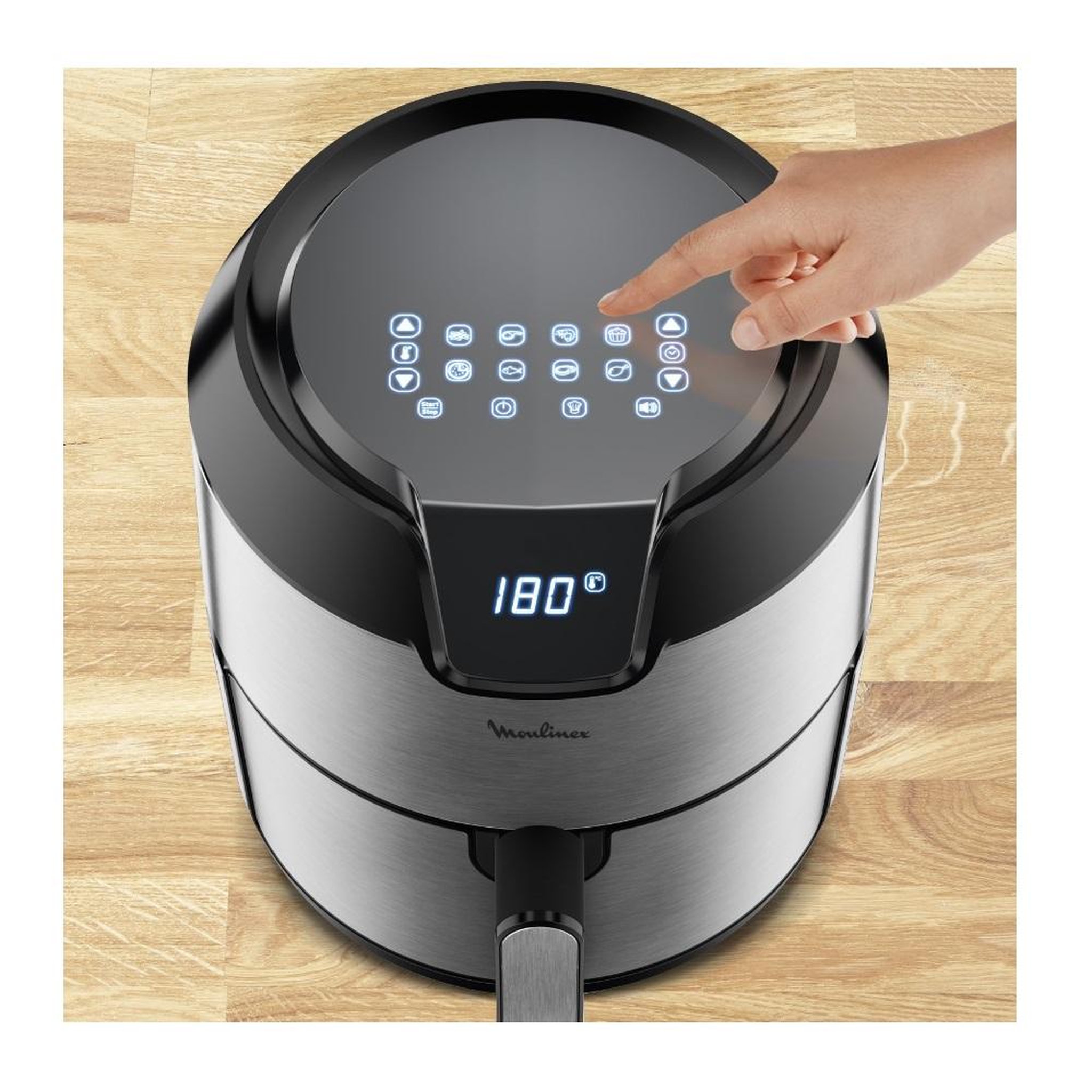 Voir la diapositive 3 : MOULINEX Friteuse sans huile 1.2kg 1500w inox - ez401d10