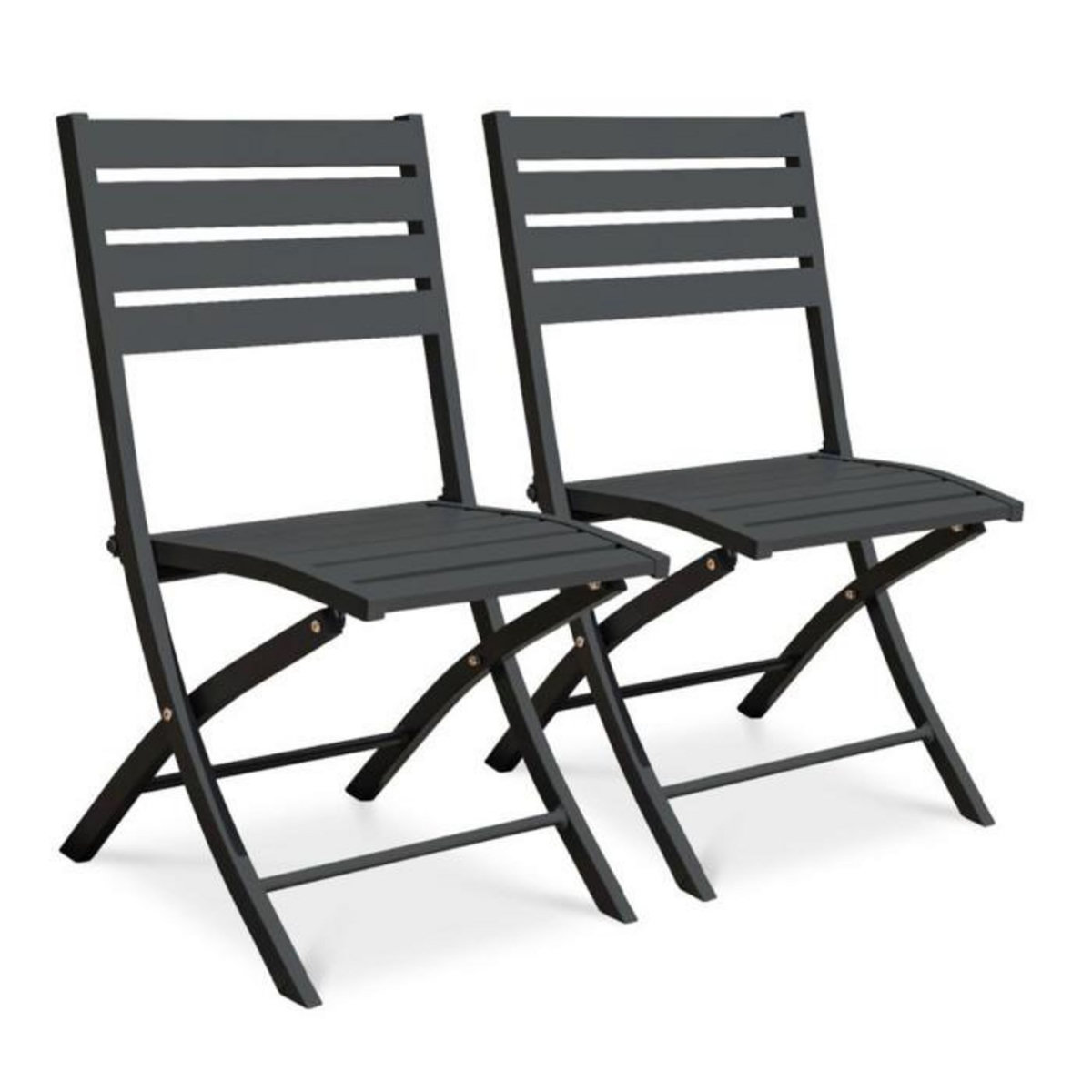 Paris Prix Lot de 2 Chaises de Jardin Pliantes  Marius  82cm Gris Anthracite