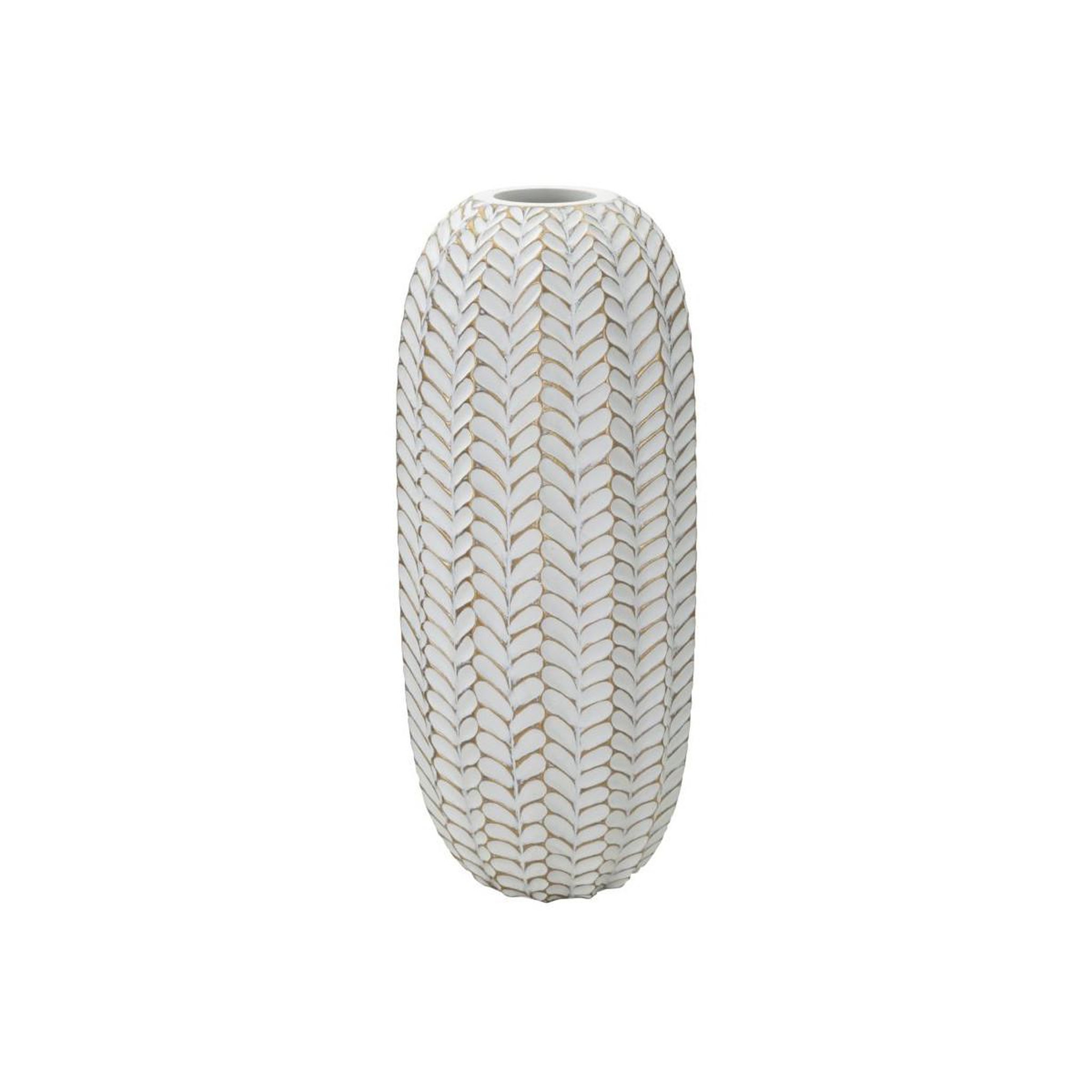 Paris Prix Vase déco en résine  leaf  46cm blanc