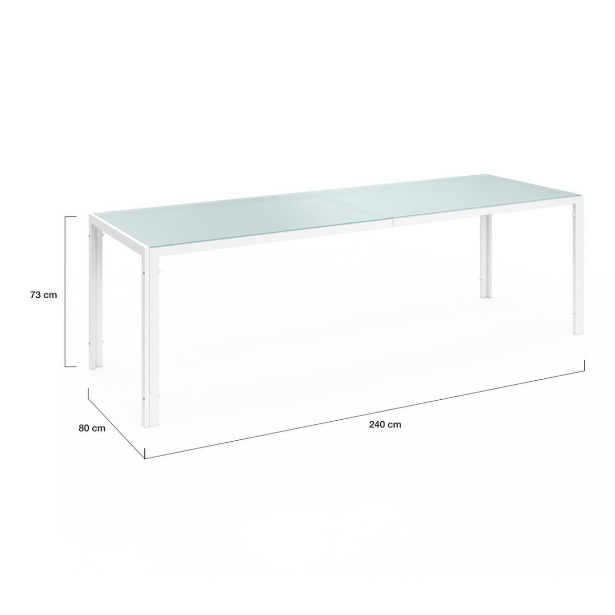 ID MARKET Salon de jardin MADRID table 240 CM et 10 chaises empilables blanc et beige