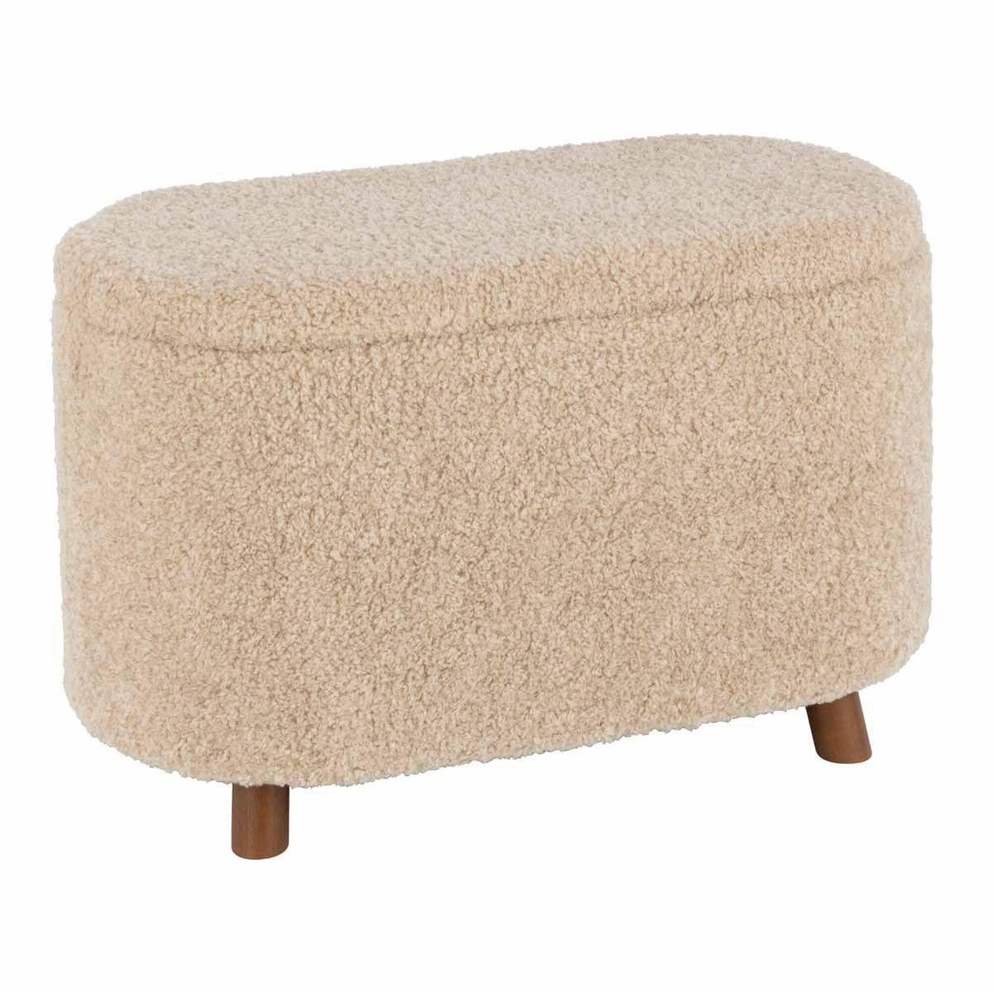 J-LINE Pouf & coffre de rangement  teddy  80cm beige