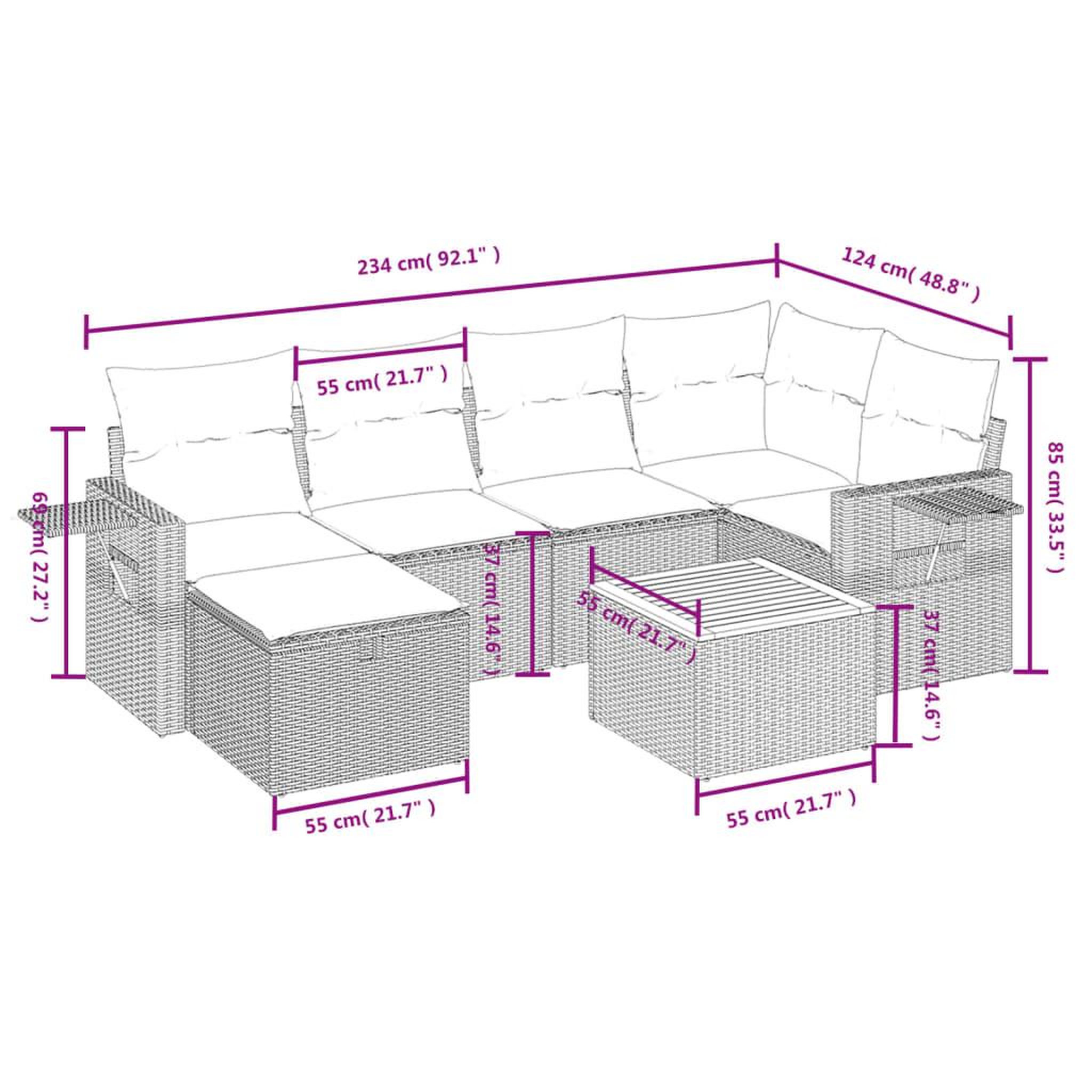 Voir la diapositive 5 : VIDAXL Salon de jardin 7 pcs avec coussins noir resine tressee