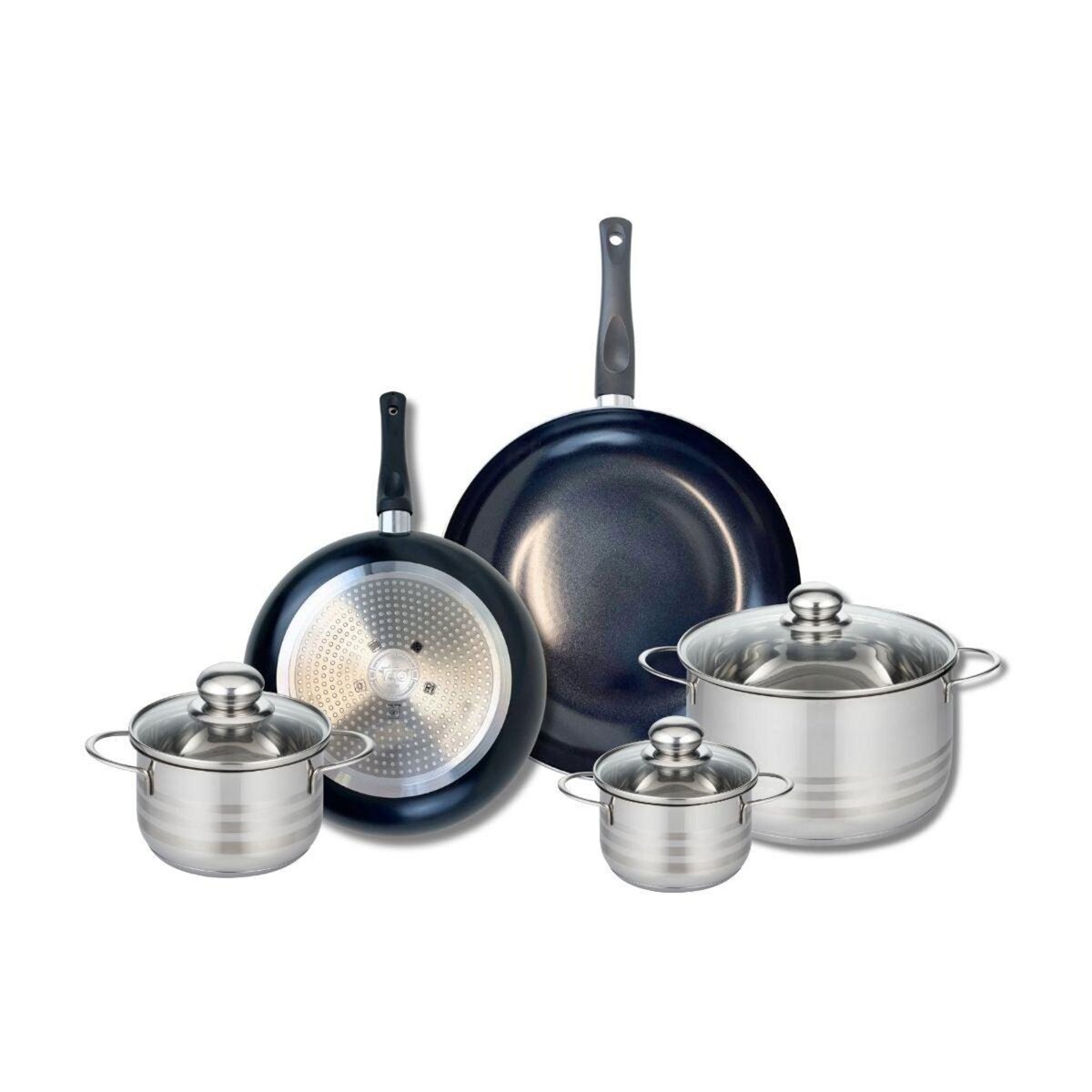 ELO Ensemble de 2 Poêles de cuisson 24 et 28 cm et 3 faitouts 12, 14 et 20 cm Elo Prima Brillant