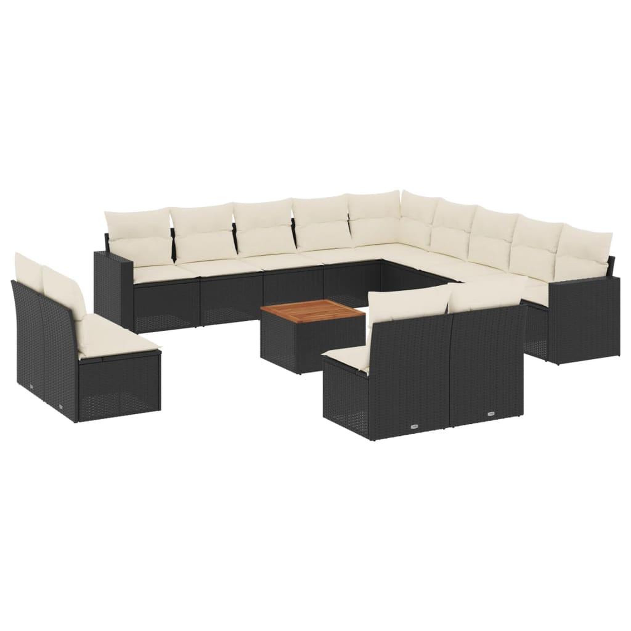 Voir la diapositive 2 : VIDAXL Salon de jardin avec coussins 14 pcs noir resine tressee