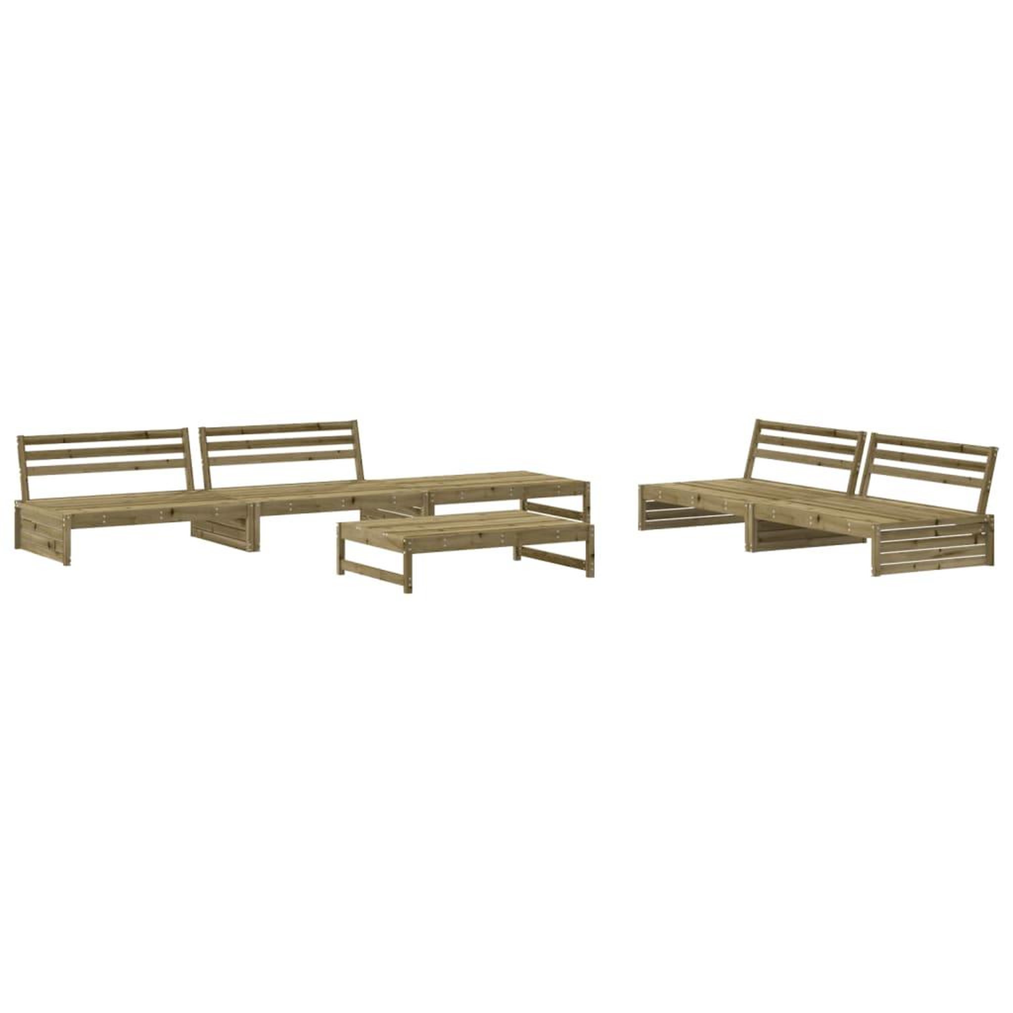 Voir la diapositive 3 : VIDAXL Salon de jardin 6 pcs avec coussins bois de pin impregne