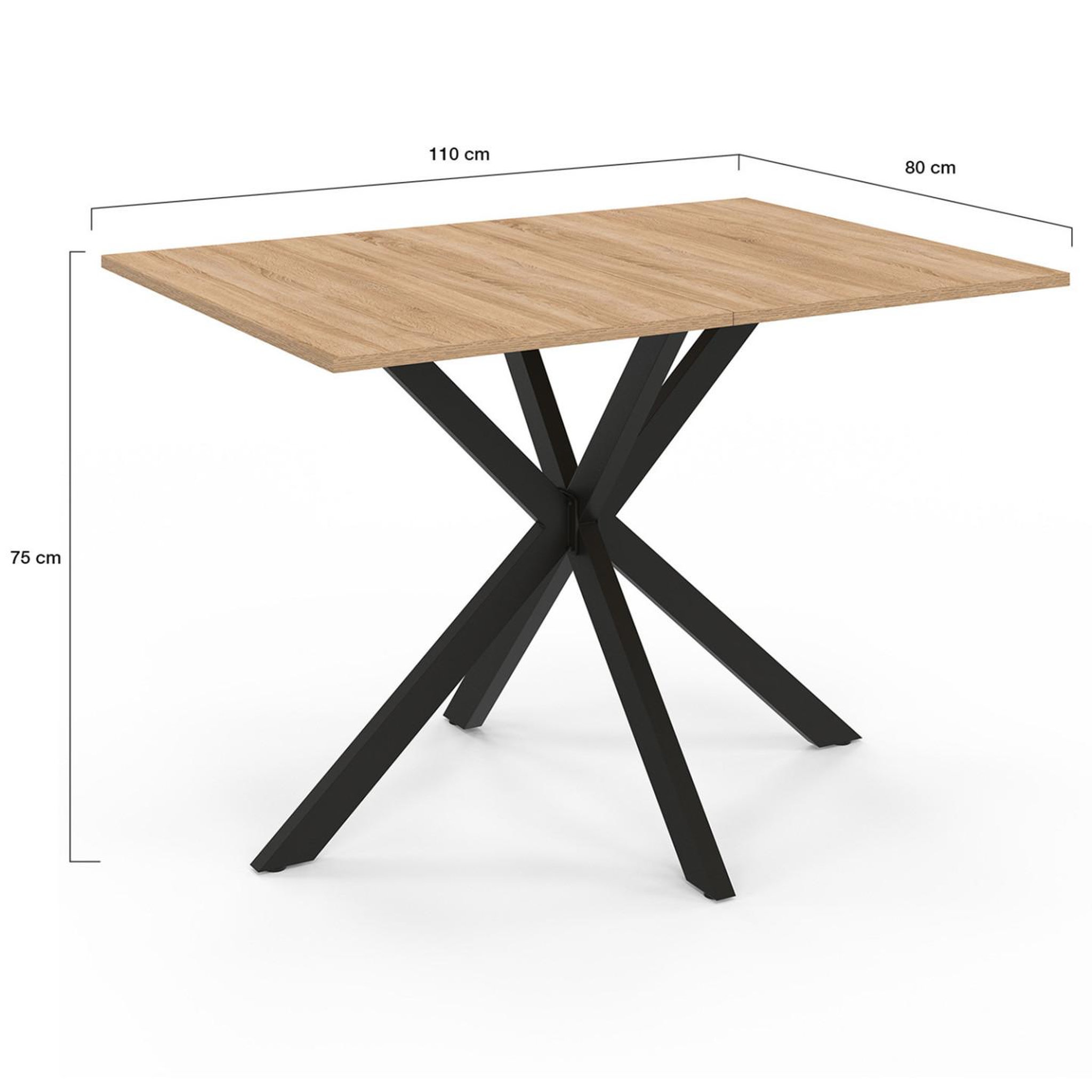 Voir la diapositive 4 : ID MARKET Table à manger rectangle alix 6 personnes pied araignée bois et noir 110 cm