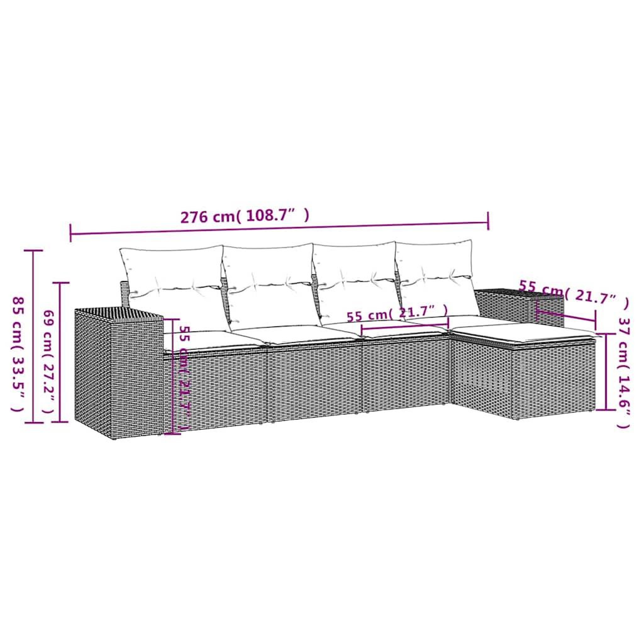 Voir la diapositive 6 : VIDAXL Salon de jardin 5 pcs avec coussins gris clair resine tressee