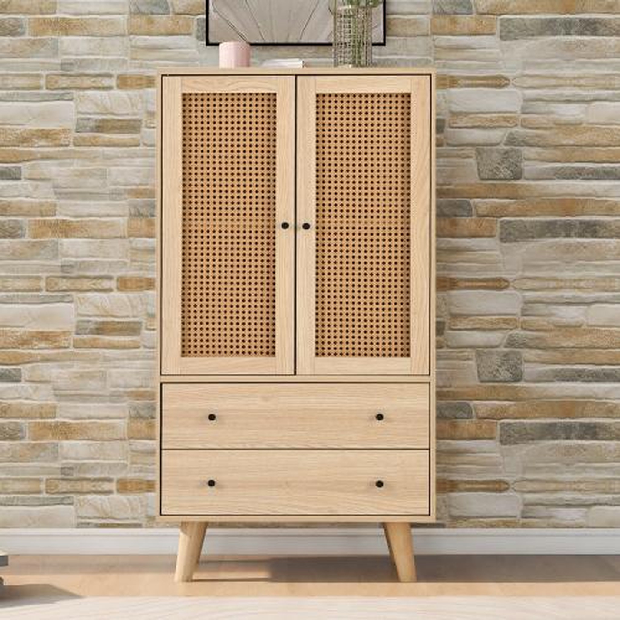 Voir la diapositive 5 : MERAX Buffet 2 porte(s) 2 tiroir(s) - 60 cm naturel panneau de particules