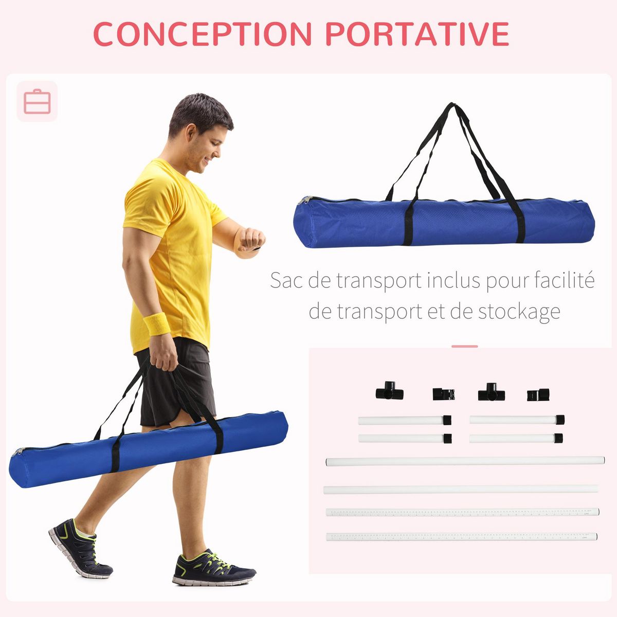 PAWHUT Agility sport pour chiens set de 4 obstacles professionnels avec système de maintien au sol sac transport fourni blanc noir