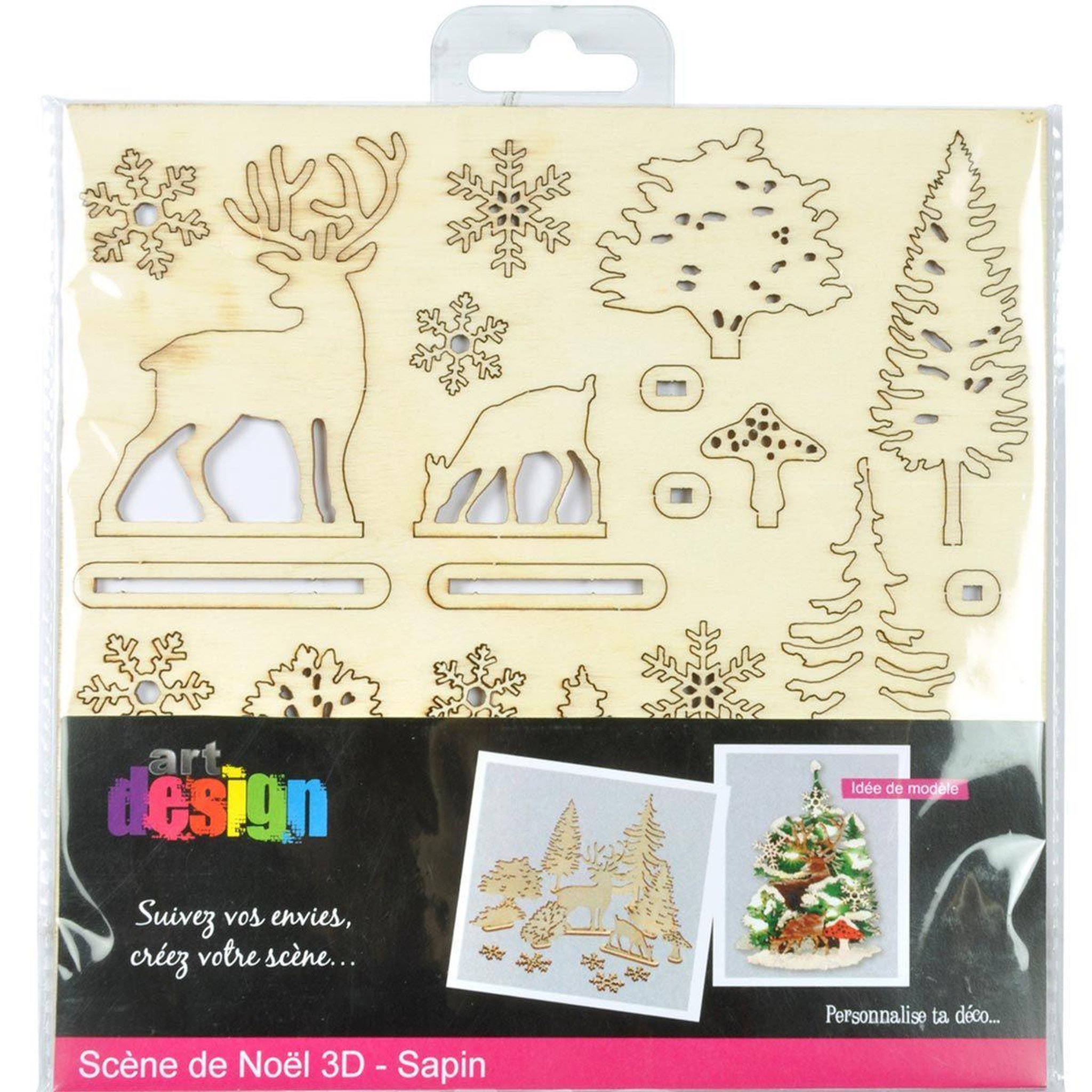 Voir la diapositive 2 : ARTDESIGN Kit scènes de noël 3d  sapin  11cm naturel