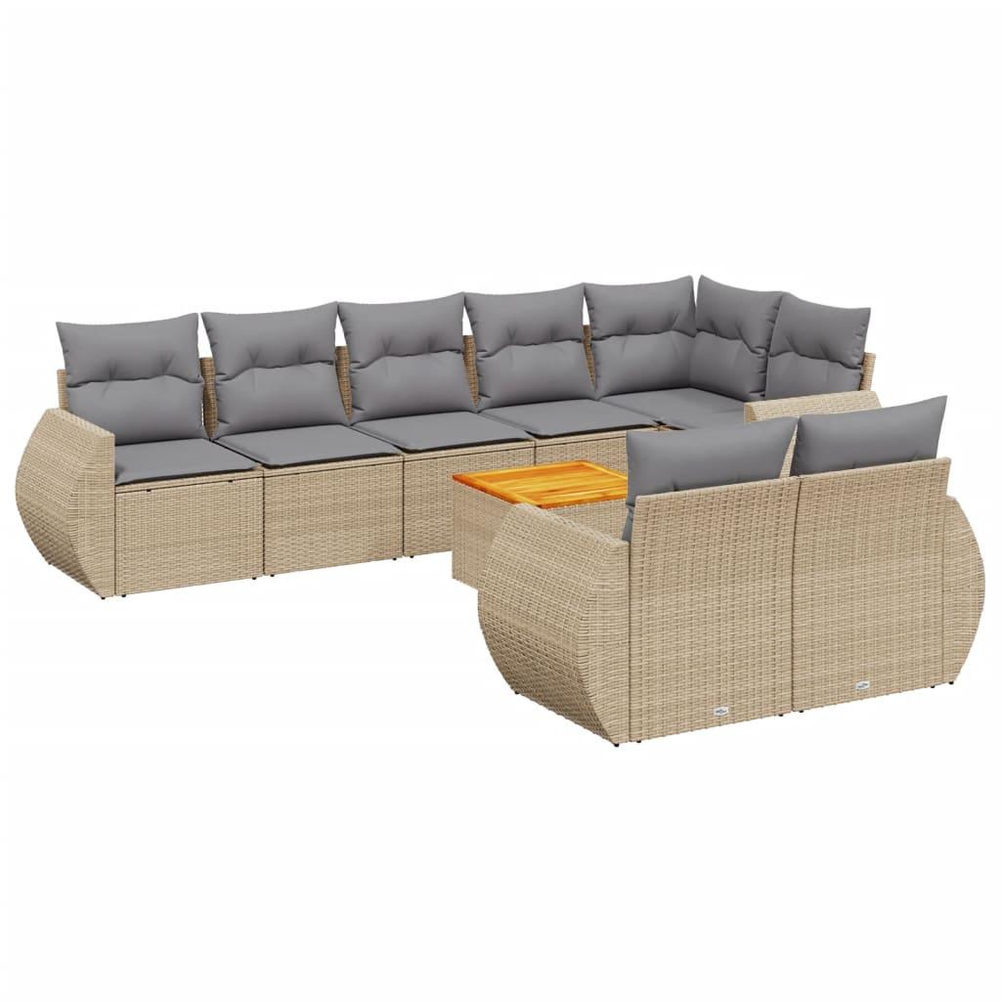 Voir la diapositive 2 : VIDAXL Salon de jardin avec coussins 9 pcs beige resine tressee