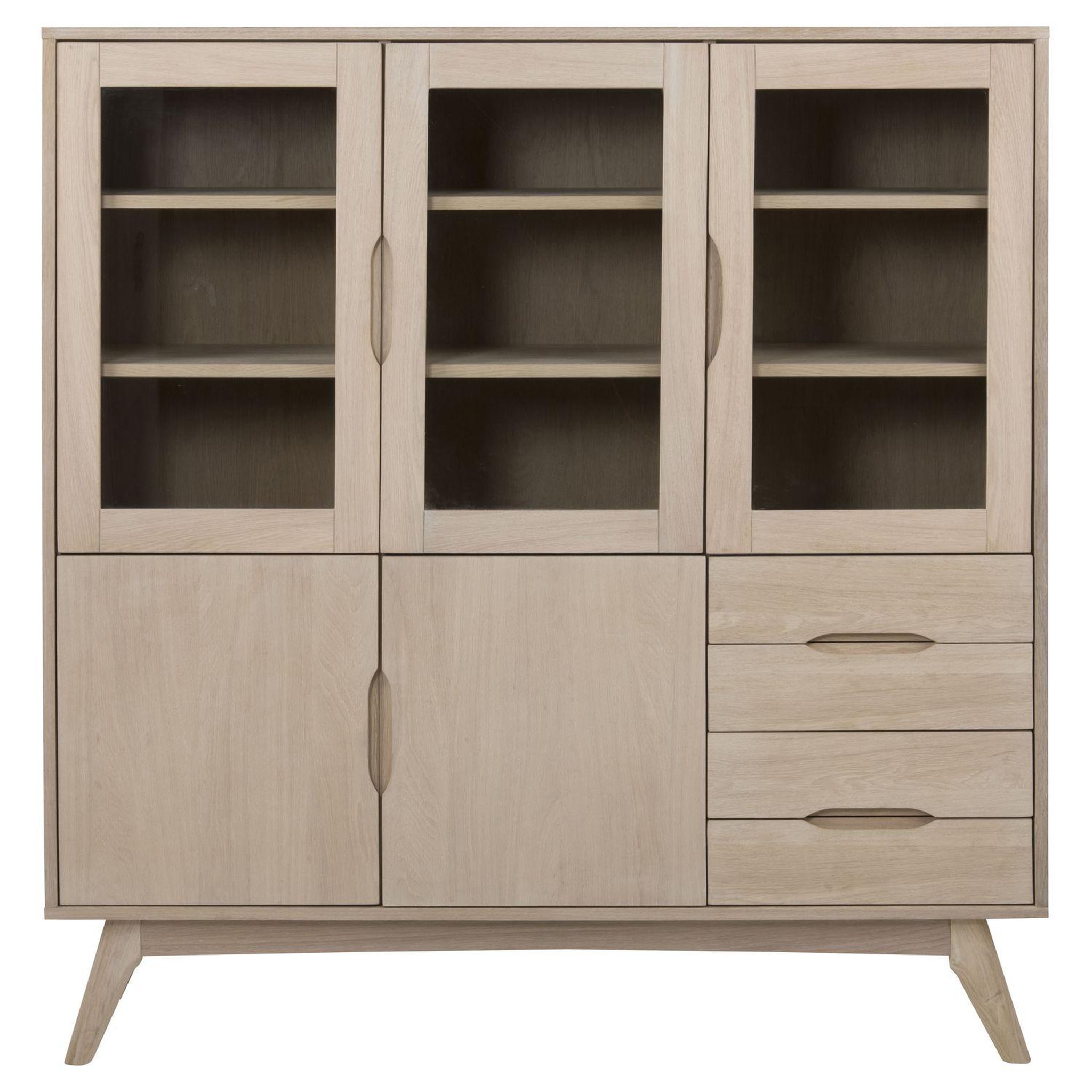 Voir la diapositive 3 : TOILINUX Vitrine en MDF avec 3 portes vitrées, 2 portes pleines et 4 tiroirs - Beige