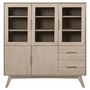 Voir la diapositive 3 : TOILINUX Vitrine en MDF avec 3 portes vitrées, 2 portes pleines et 4 tiroirs - Beige