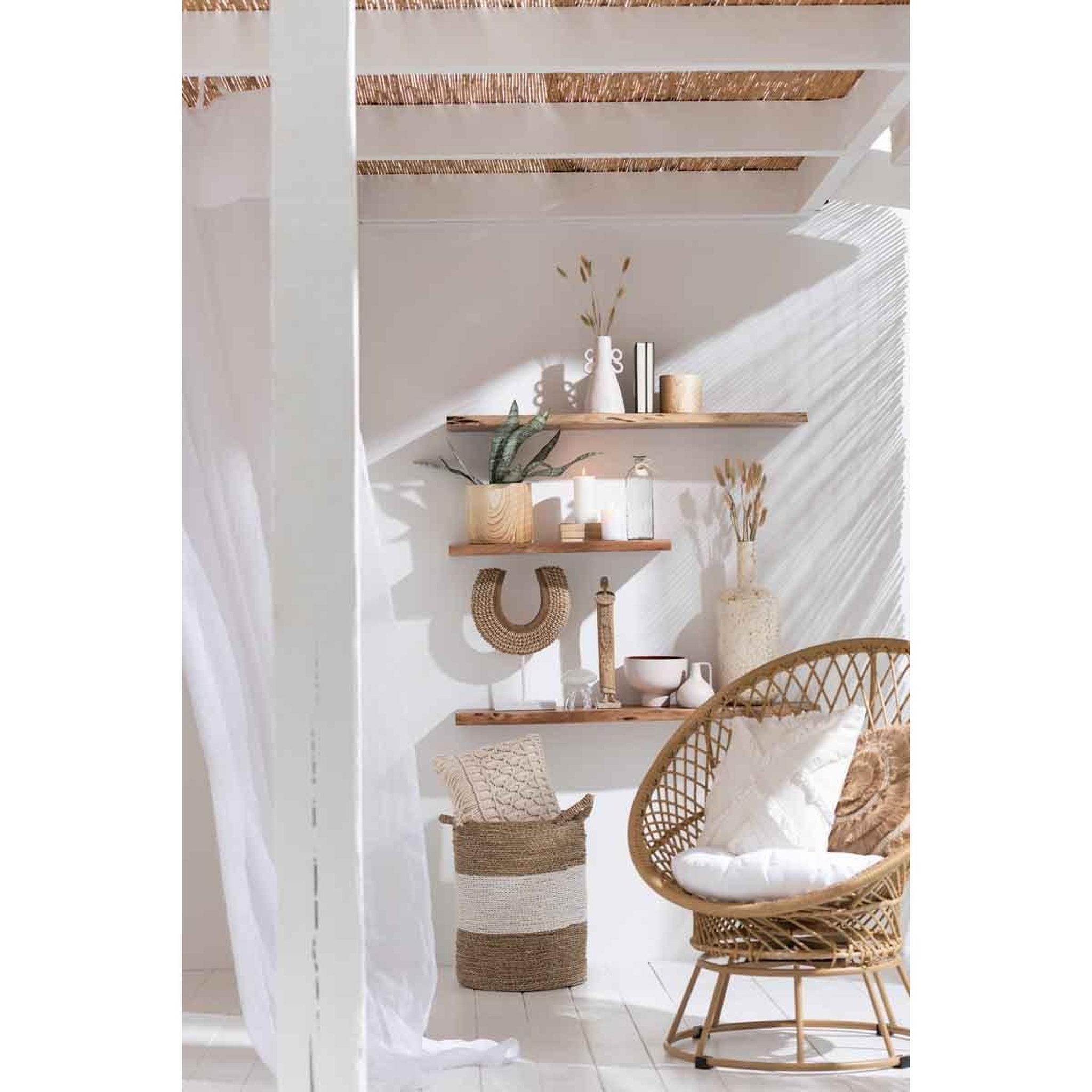 Voir la diapositive 2 : J-LINE Cache-Pot Déco en Ciment  Forêt  21cm Beige