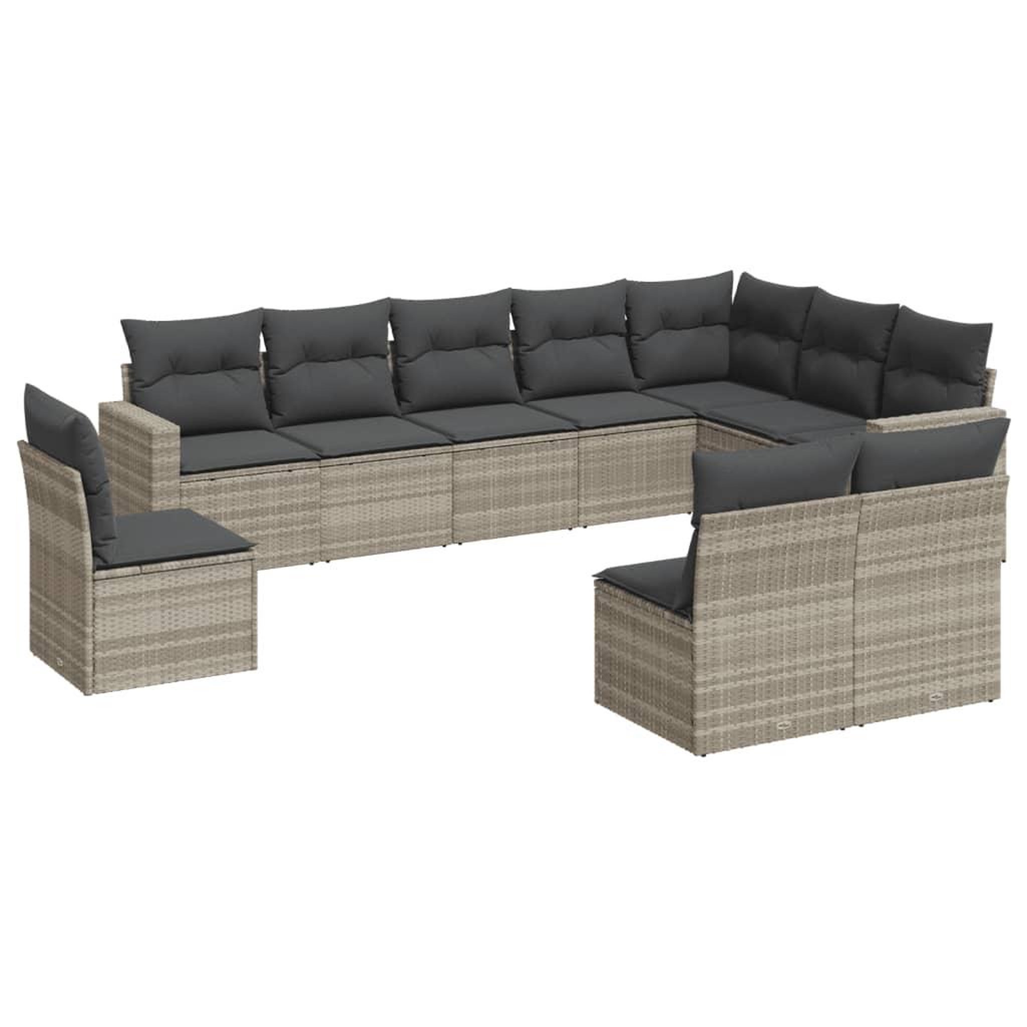Voir la diapositive 2 : VIDAXL Salon de jardin avec coussins 10 pcs gris clair resine tressee