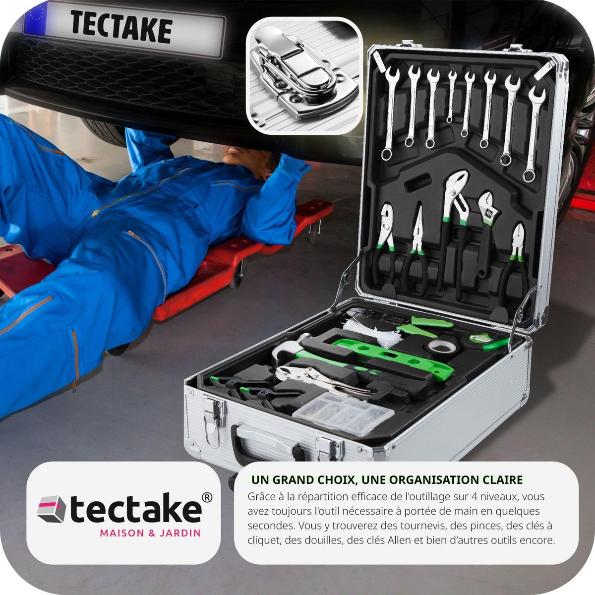 tectake Caisse à outils 899 pièces