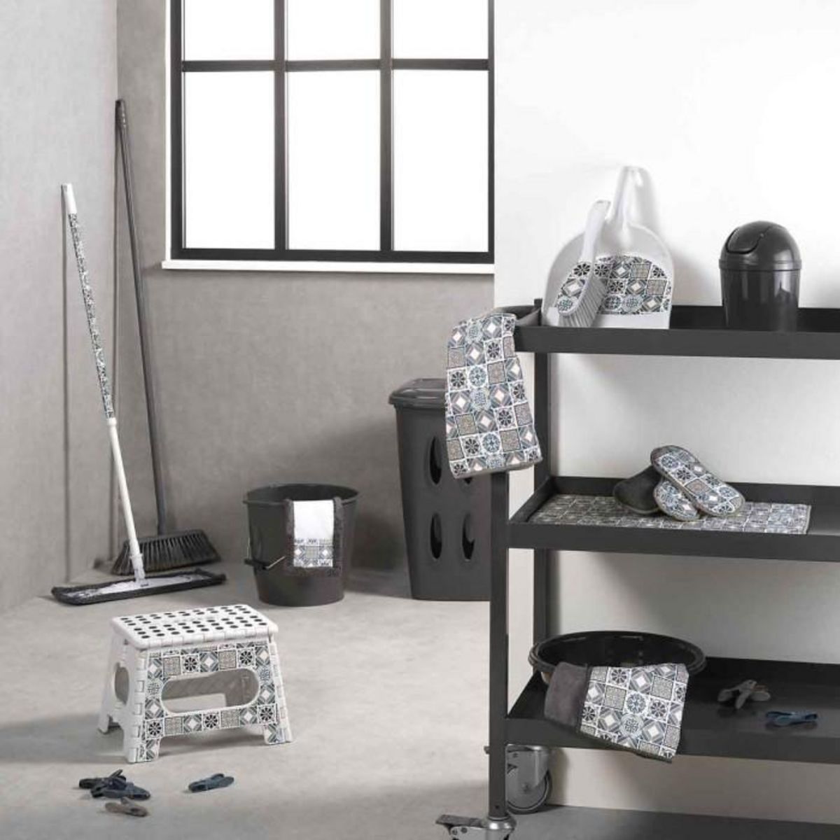 Paris Prix Lot de 3 Éponges  Carreaux de Ciment  18cm Bleu