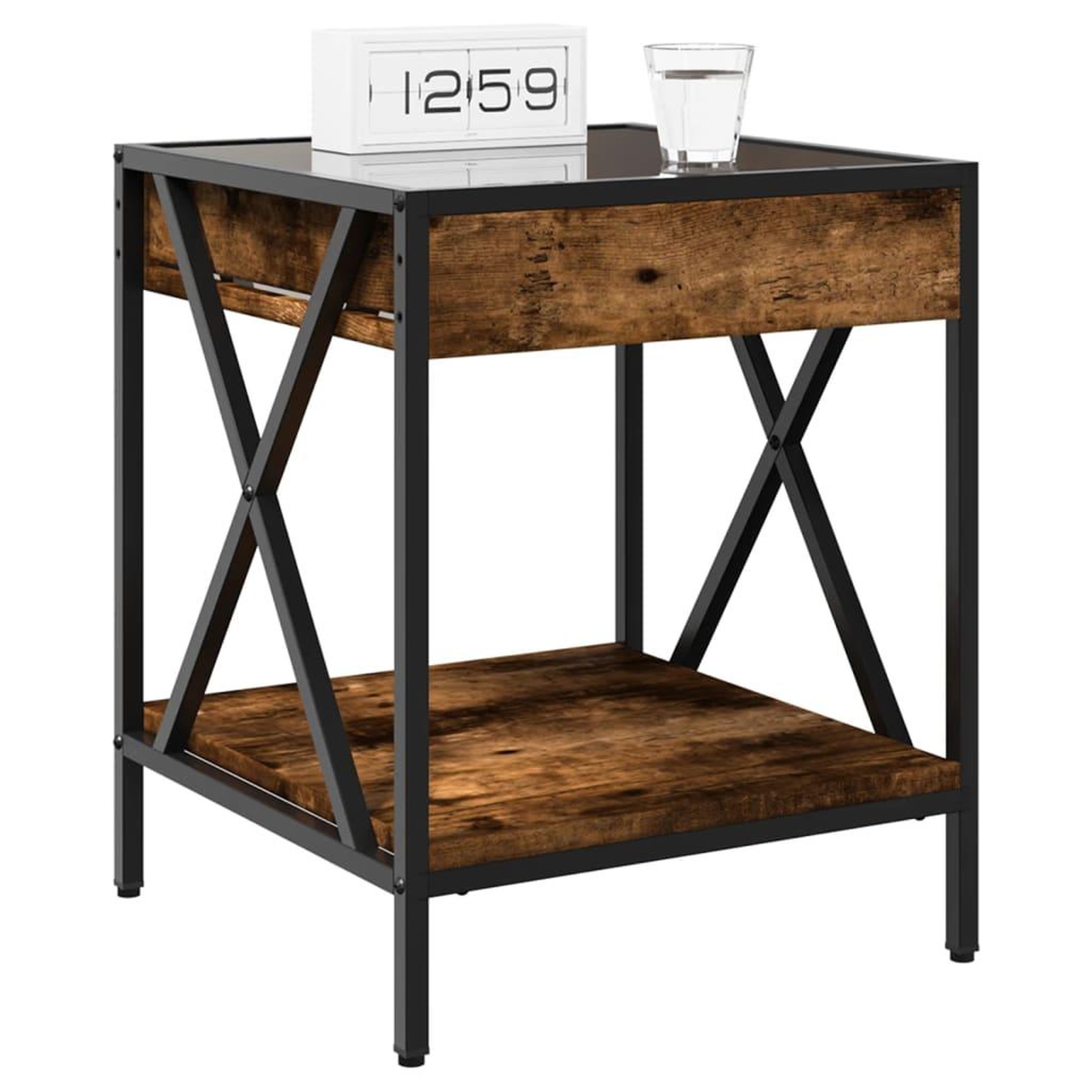 Voir la diapositive 5 : VIDAXL Table de chevet avec LED infini chene fume 40x40x49 cm