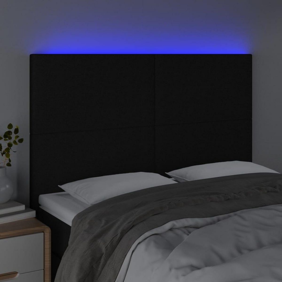 VIDAXL Tete de lit a LED Noir 144x5x118/128 cm Tissu
