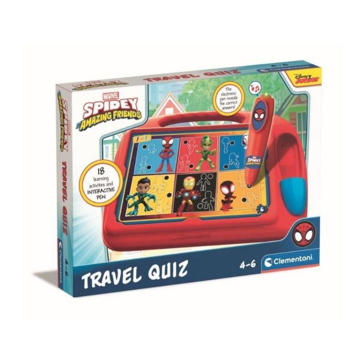 CLEMENTONI Clementoni - Pupitre Spidey - Jeu éducatif - Découvre les formes, les couleurs, les chiffres, l'espace et les dimensions - Dé
