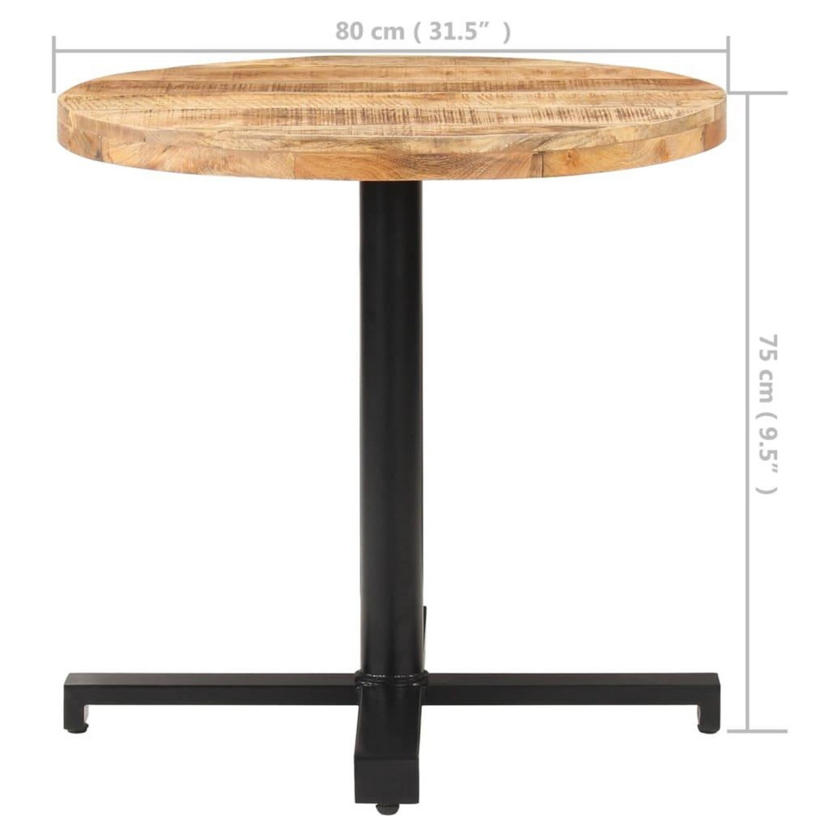 VIDAXL Table de bistro Ronde Ø80x75 cm Bois de manguier brut