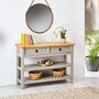 Voir la diapositive 2 : IDIMEX Table console en pin TEQUILA style mexicain, 1 tiroir et 2 étagères